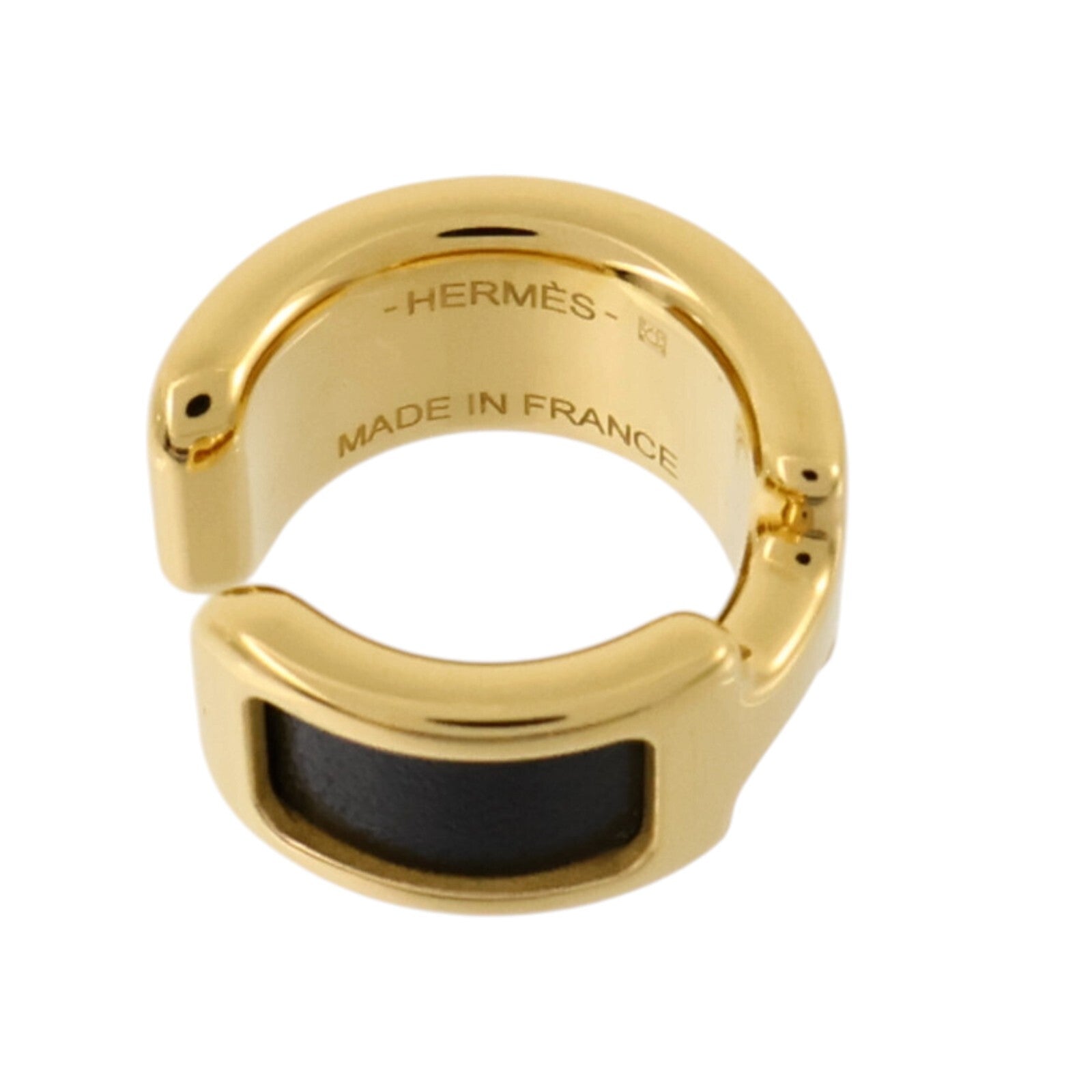 HERMES Box皮革/金屬Olympe Ear Cuff耳夾Black