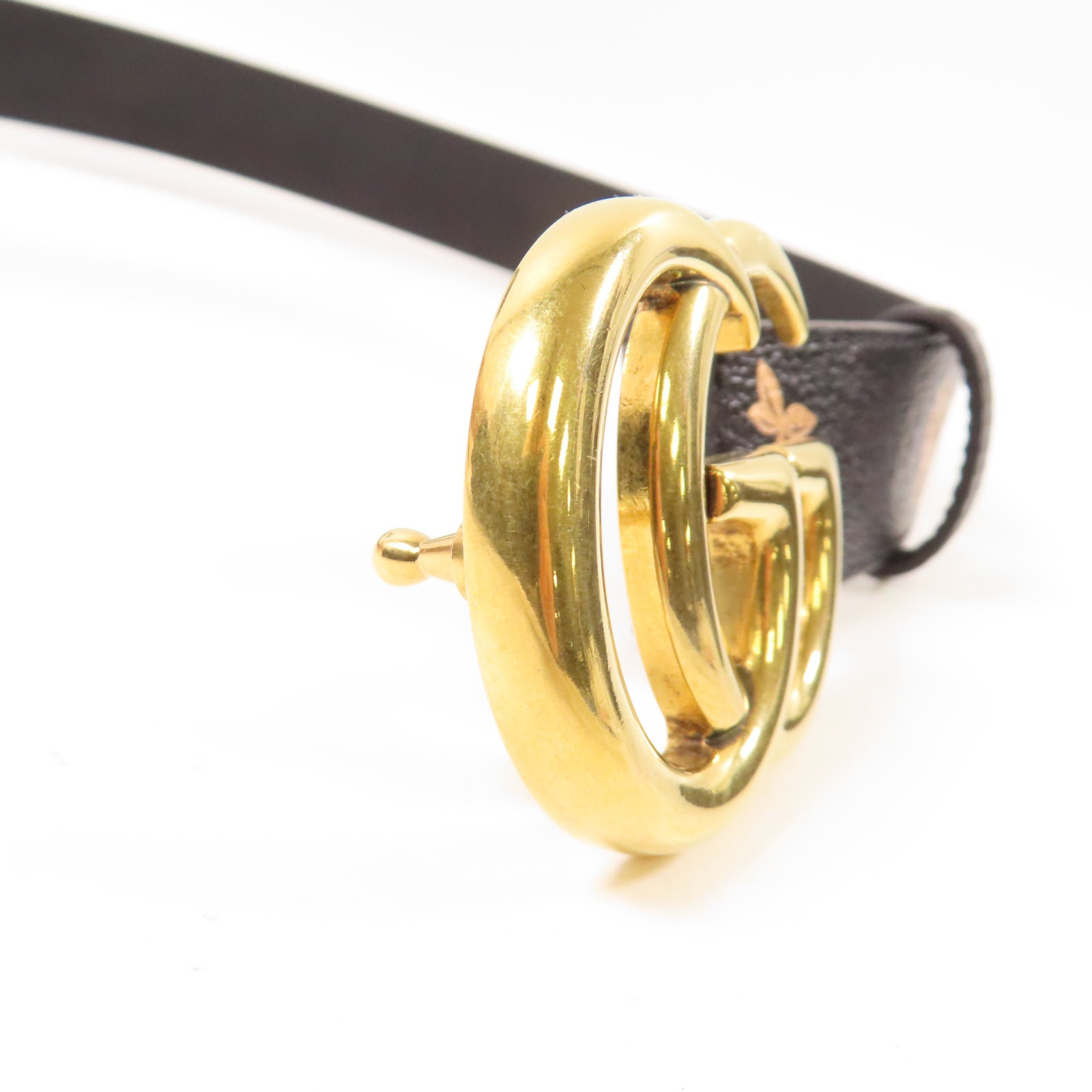 GUCCI 牛皮皮革Belt 75cm金扣皮帶黑色