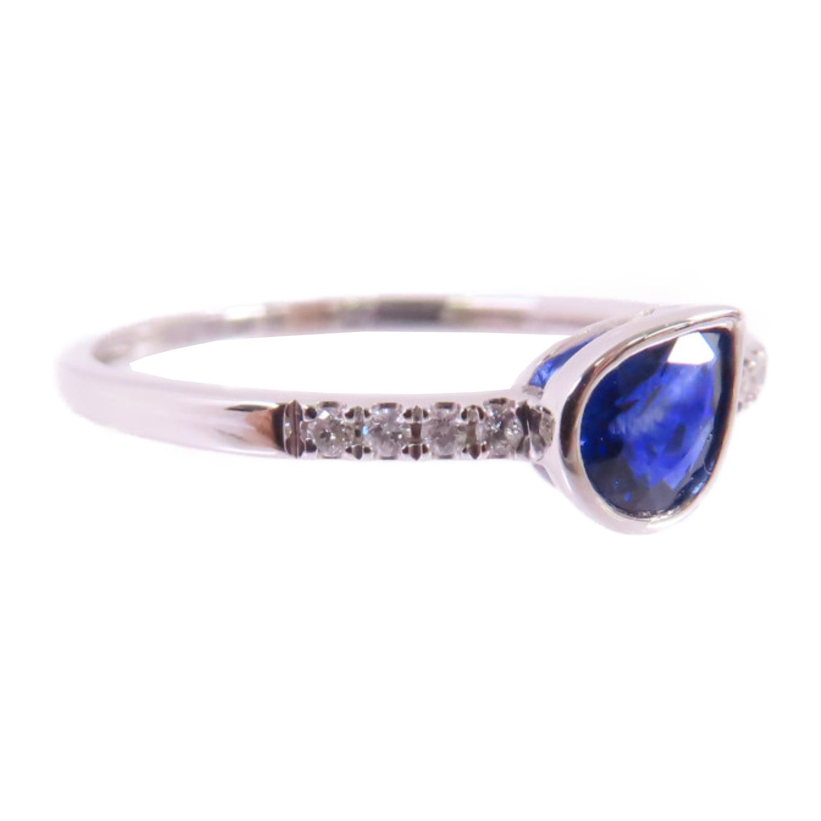JEWELRY 18K白金/0.38ct藍寶石/0.05ct鑽石Sapphire Diamond Ring戒指US#5.25