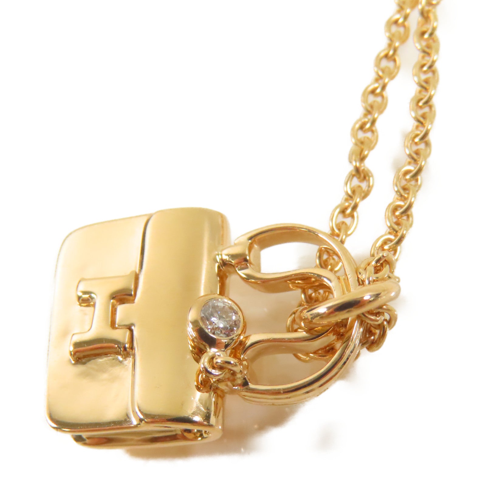 HERMES 18K玫瑰金Constance Gold Necklace項鍊
