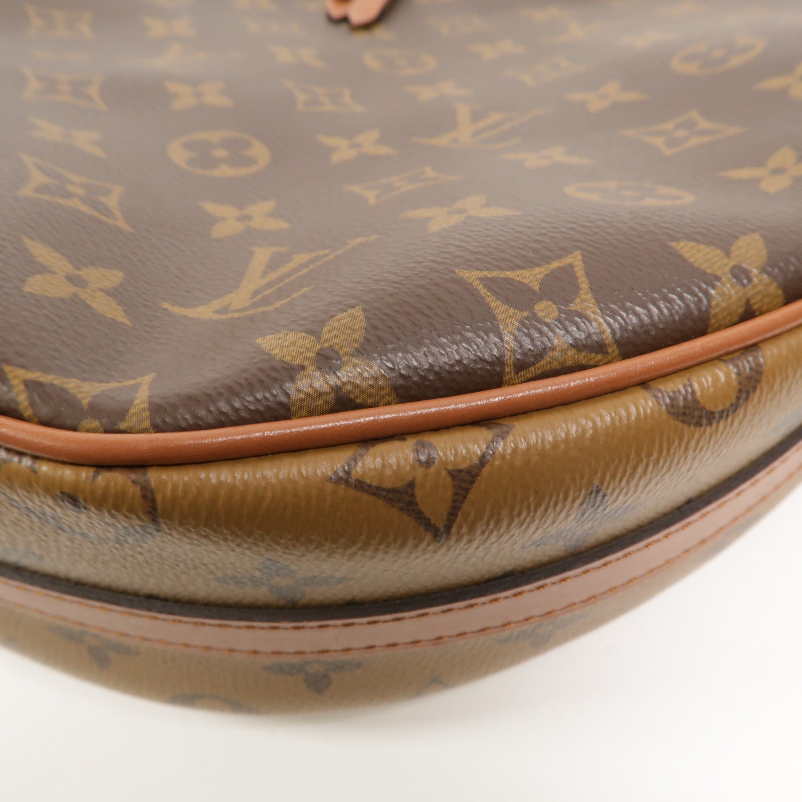 LOUIS VUITTON Monogram Reverse Loop Hobo金扣手挽肩背兩用袋棕色