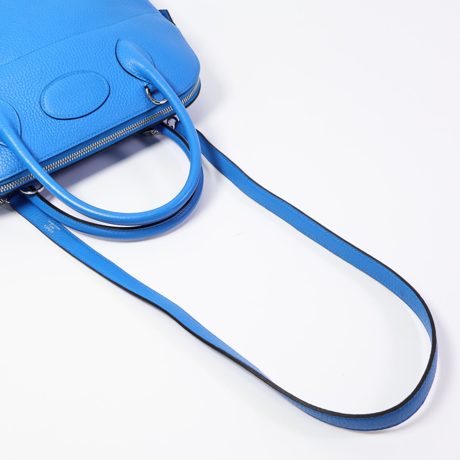 HERMES Clemence皮革Bolide 31手挽袋Bleu Hydra