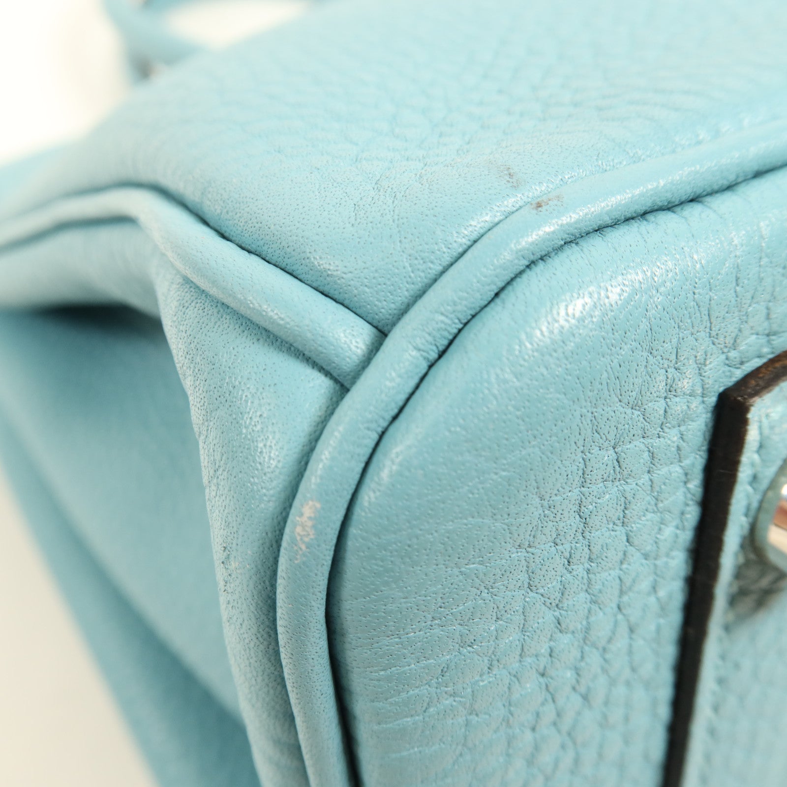 HERMES Clemence皮革Birkin 30銀扣手挽袋Bleu Saint Cyr