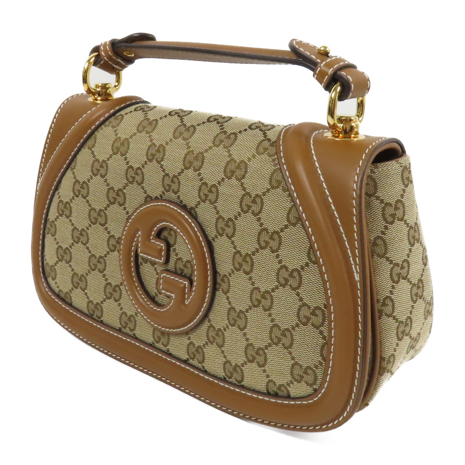 GUCCI 帆布Medium Blondie金扣手挽袋