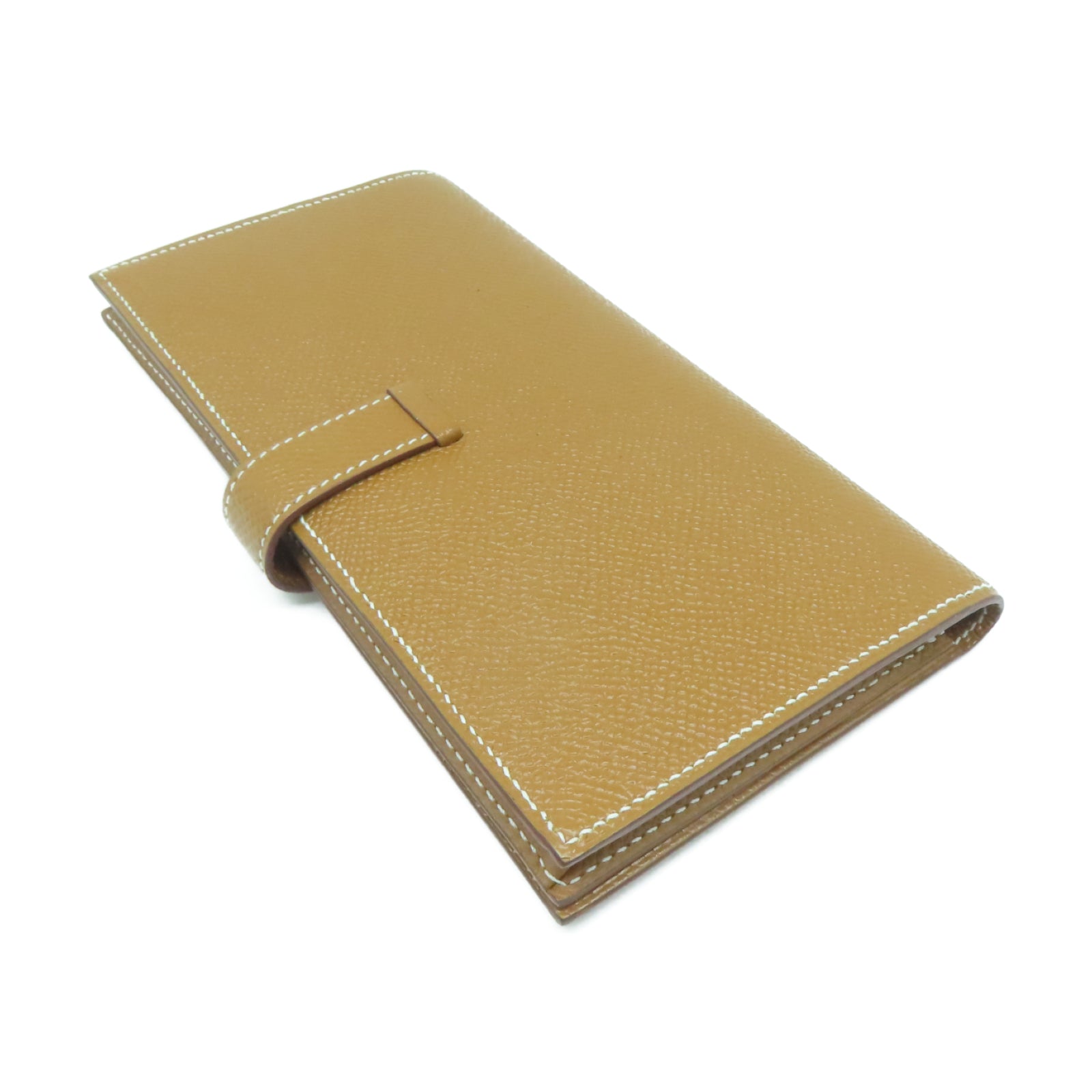 HERMES 【激減優惠】Epsom皮革Bearn Long Wallet銀扣長錢包Gold經典駝色