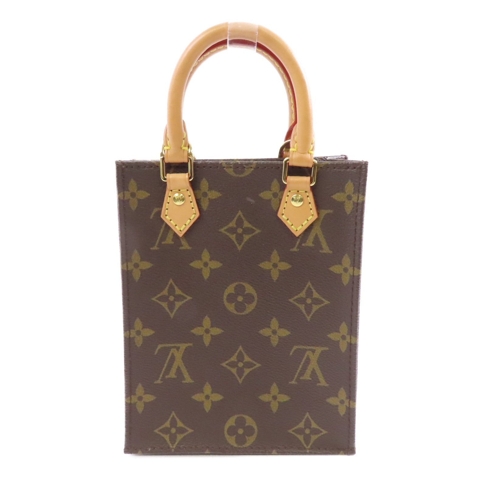 LOUIS VUITTON Monogram Petit Sac Plat金扣手挽肩背兩用袋啡色