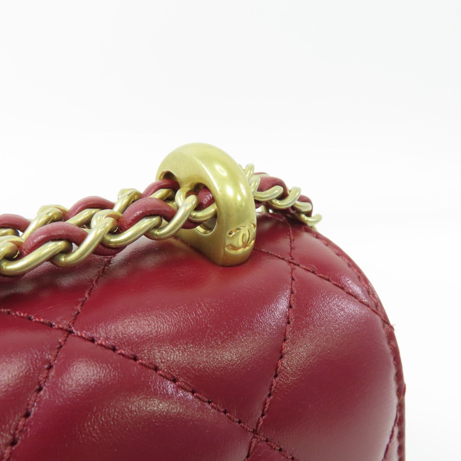 CHANEL 【激減優惠】菱格牛皮皮革Chain Shoulder Bag金扣鏈帶肩背袋紅色