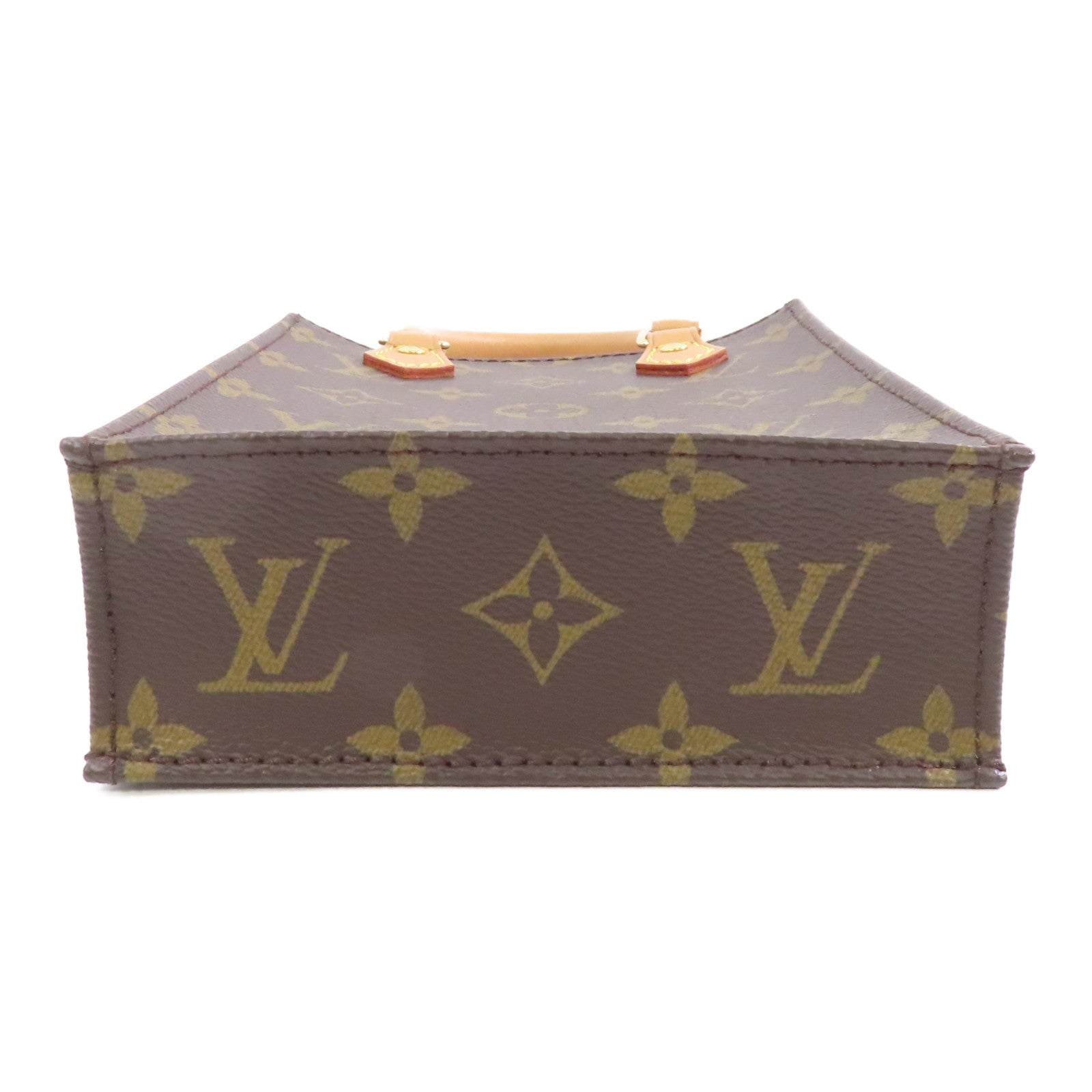 LOUIS VUITTON Monogram Petit Sac Plat金扣手挽肩背兩用袋啡色