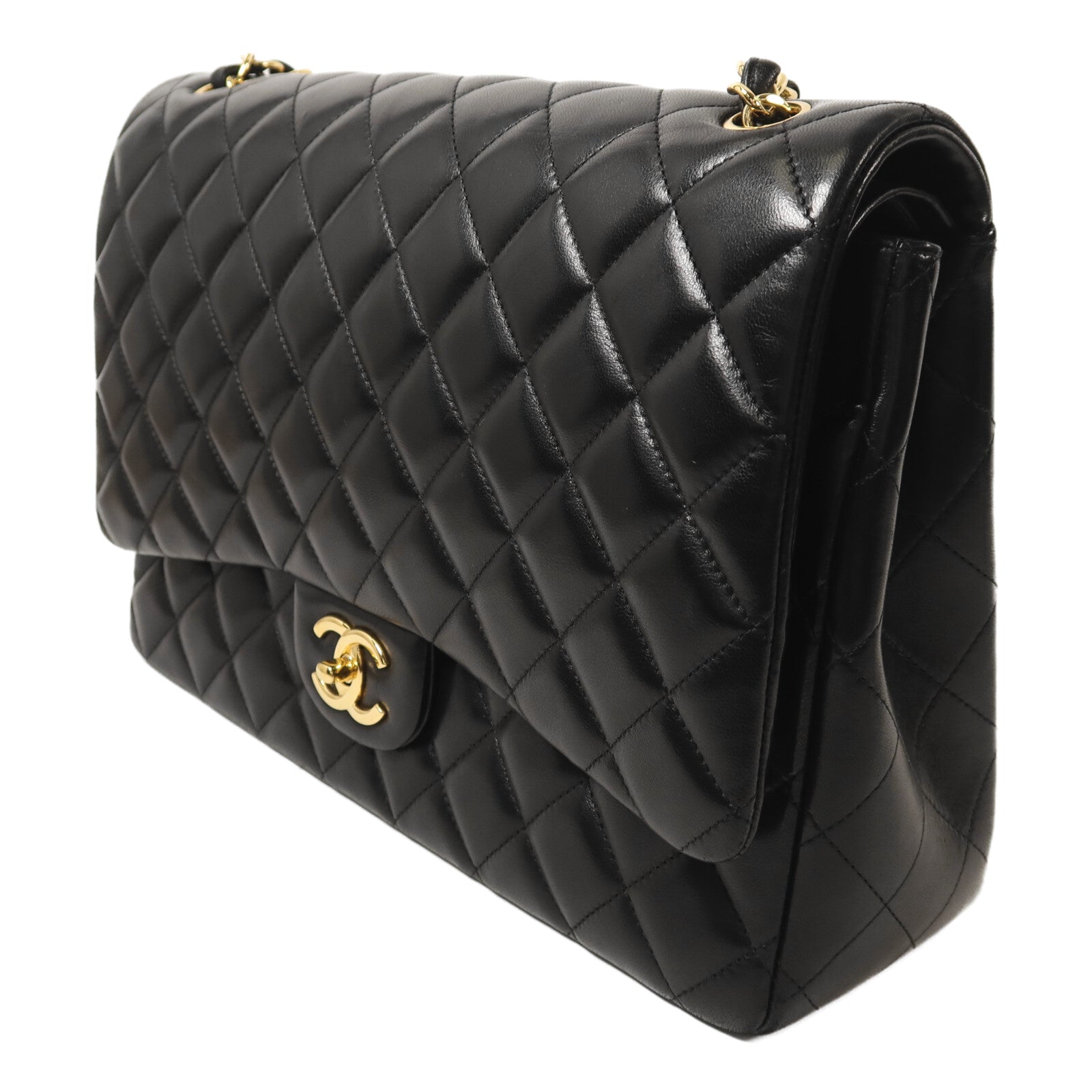 CHANEL 羊皮皮革Maxi Classic金扣鏈帶肩背袋