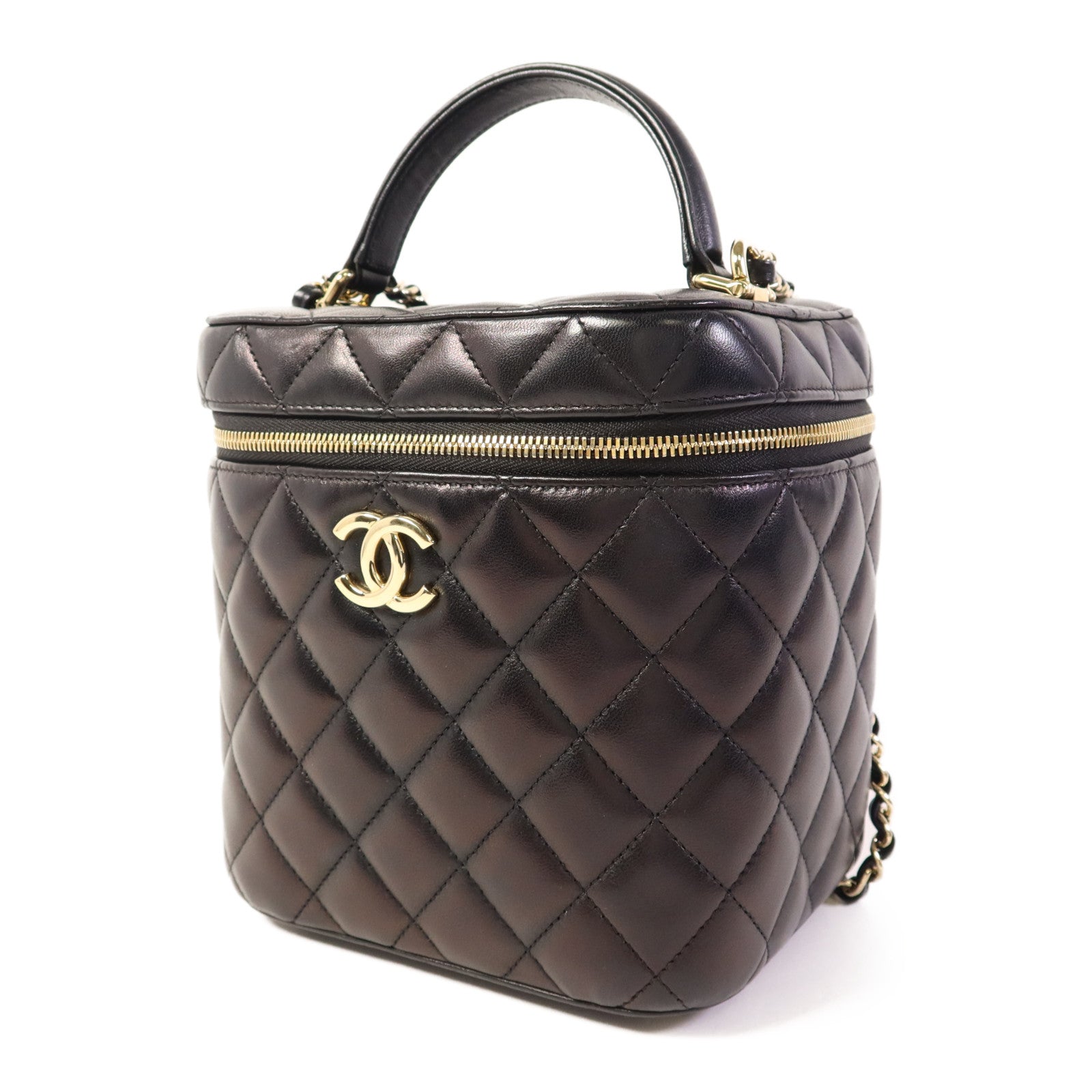 CHANEL 羊皮皮革Vanity Case金扣手挽肩背兩用袋