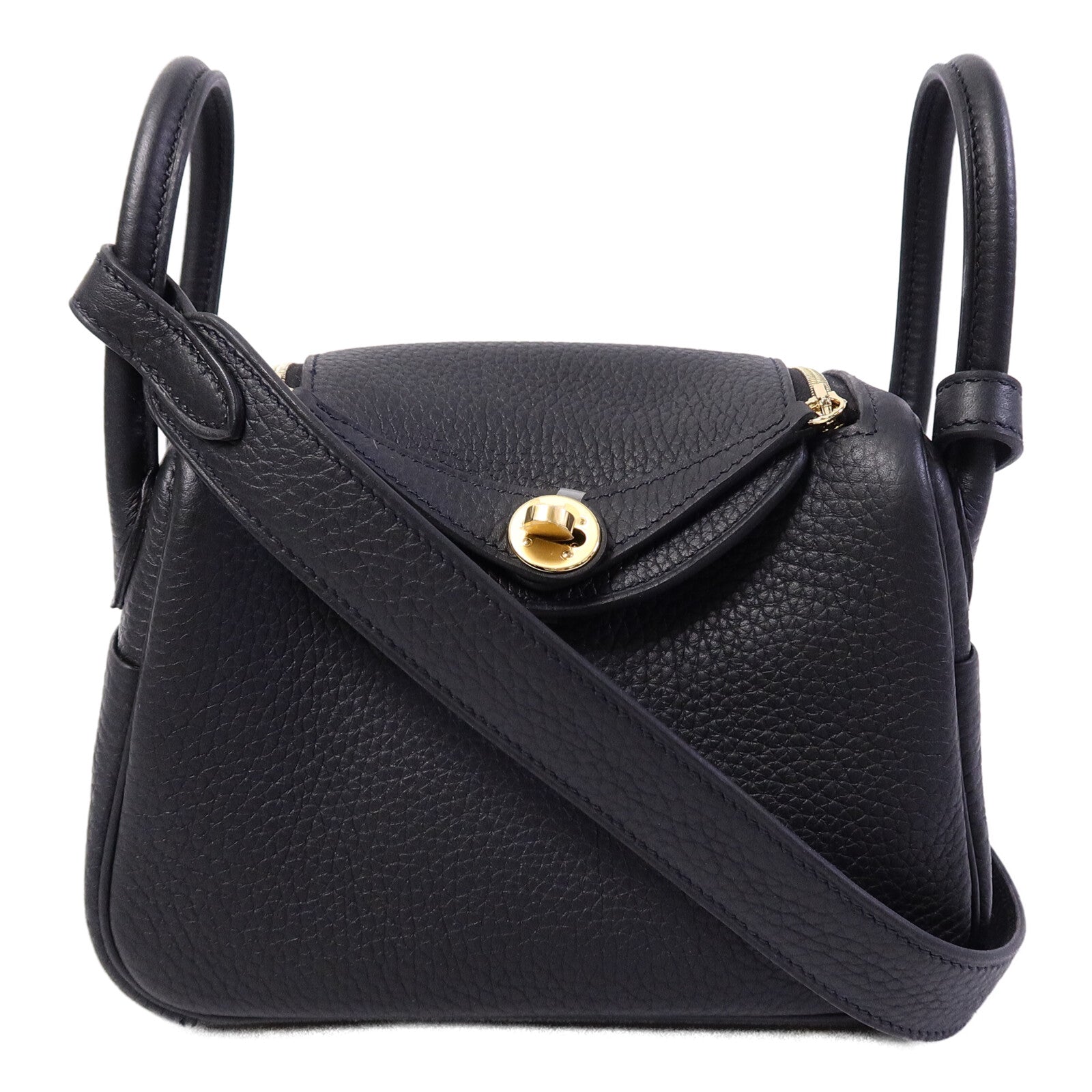 HERMES Clemence皮革Mini Lindy手挽肩背兩用袋Noir