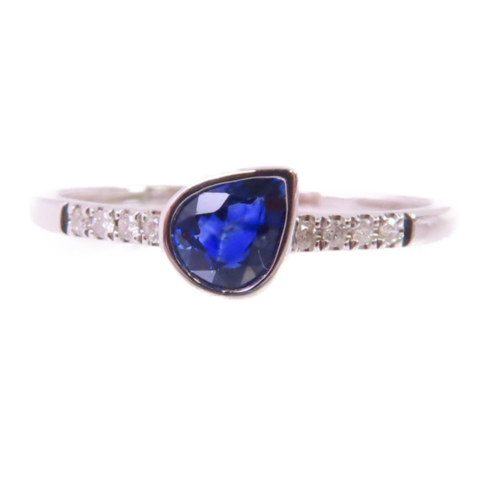 JEWELRY 18K白金/0.38ct藍寶石/0.05ct鑽石Sapphire Diamond Ring戒指US#5.25