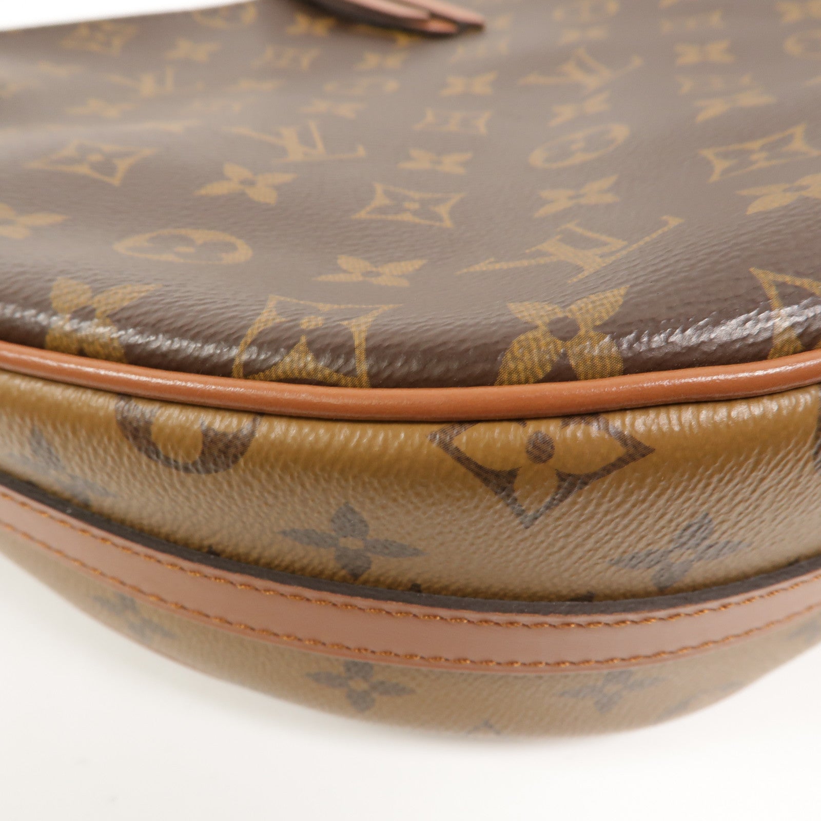 LOUIS VUITTON Monogram Reverse Loop Hobo金扣手挽肩背兩用袋棕色