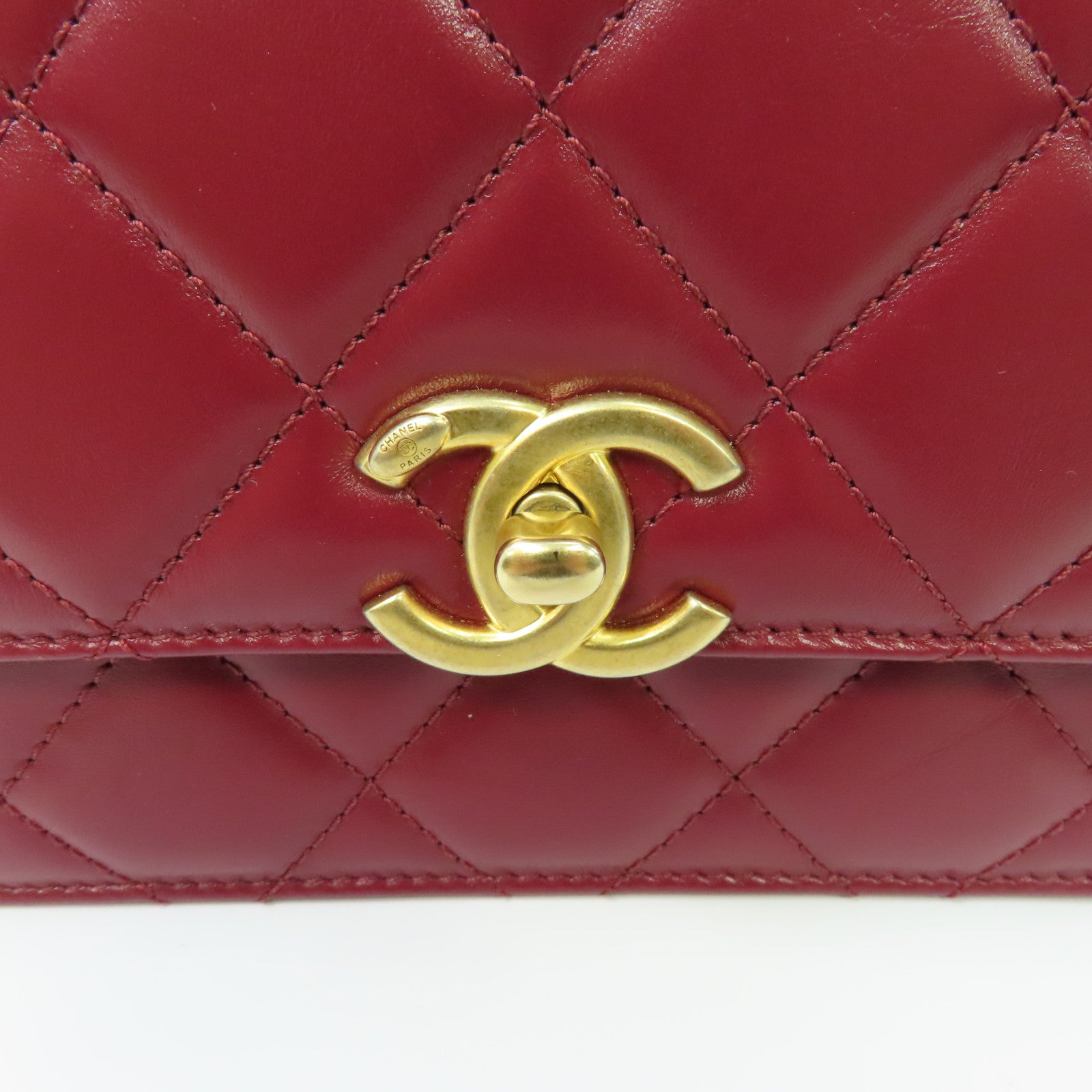 CHANEL 【激減優惠】菱格牛皮皮革Chain Shoulder Bag金扣鏈帶肩背袋紅色