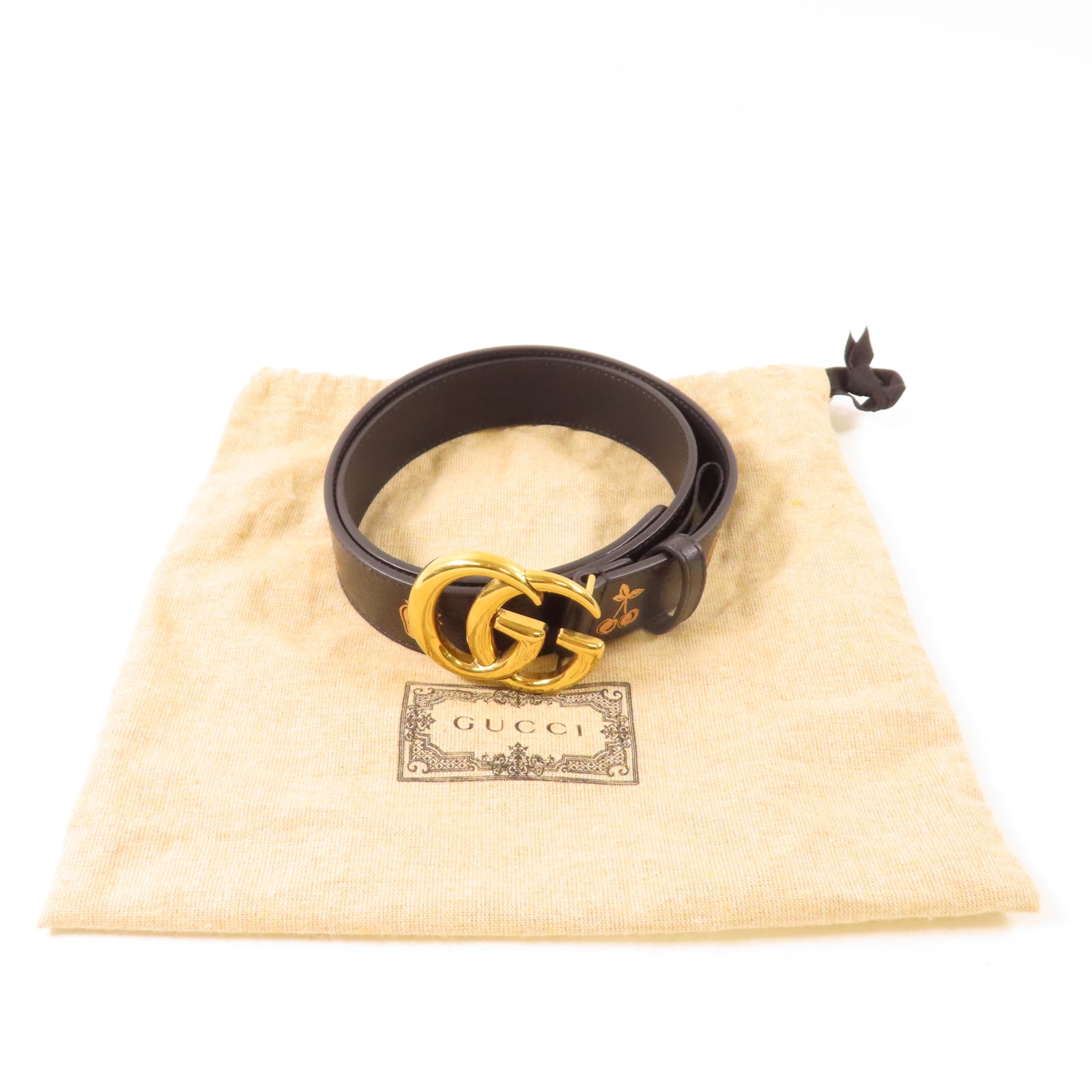 GUCCI 牛皮皮革Belt 75cm金扣皮帶黑色