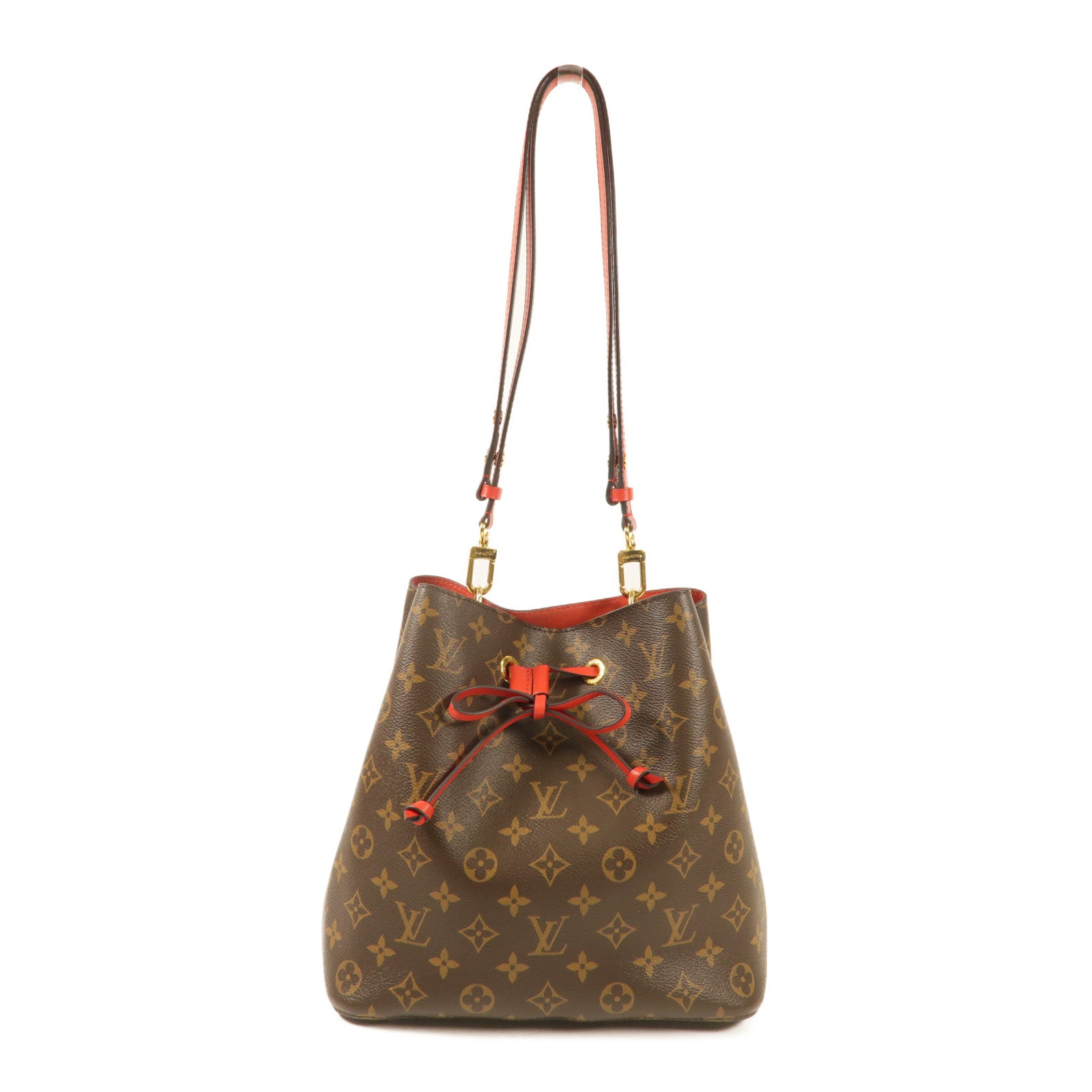 LOUIS VUITTON GHW Neo Noe Bucket Bag Shoulder Handbag M44021 Monogram Coquelicot