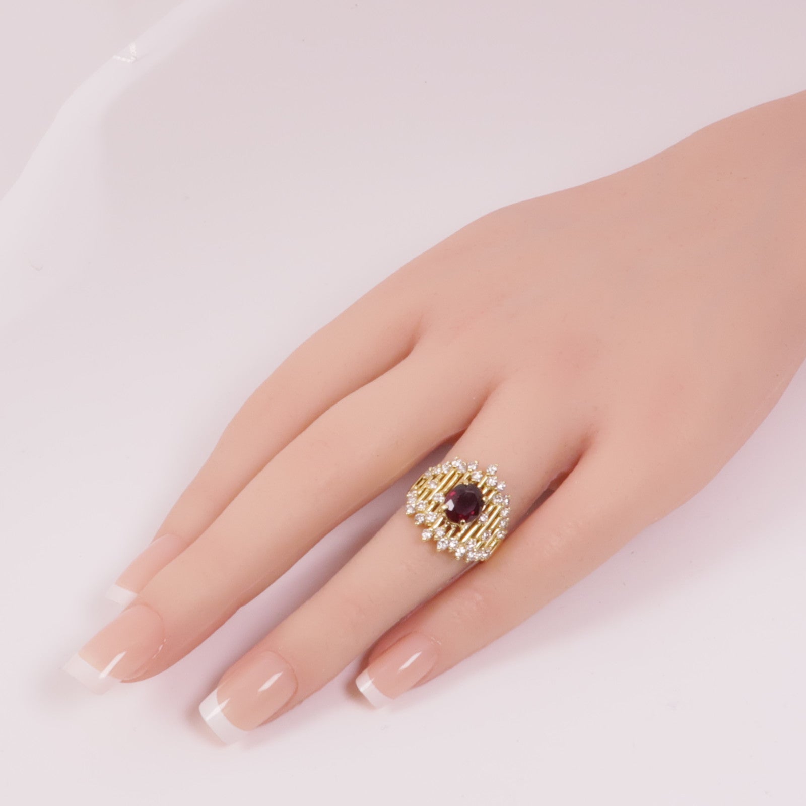 JEWELRY 【激減優惠】18K黃金Ruby Diamond Ring紅寶石/鑽石戒指US#5.5