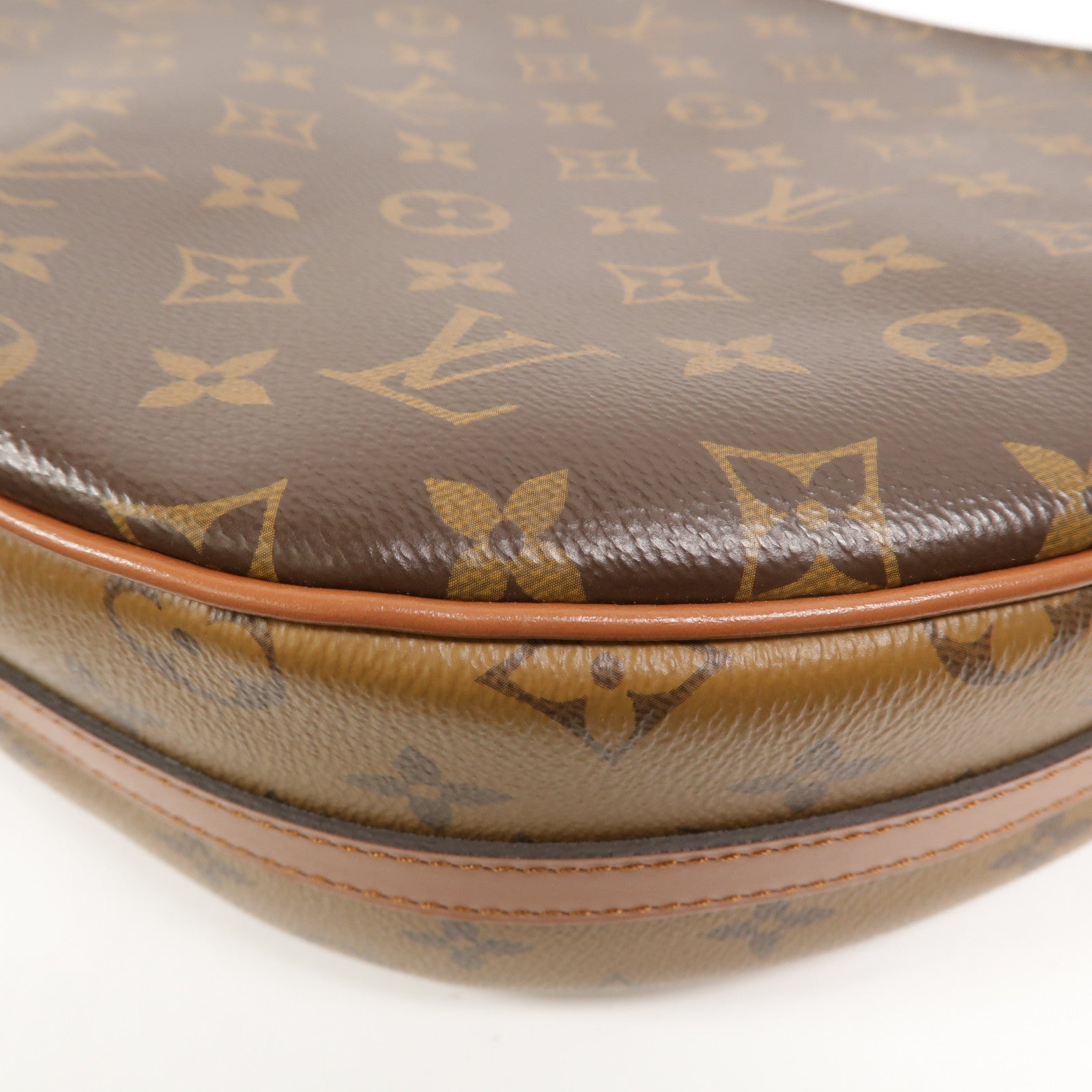 LOUIS VUITTON Monogram Reverse Loop Hobo金扣手挽肩背兩用袋棕色