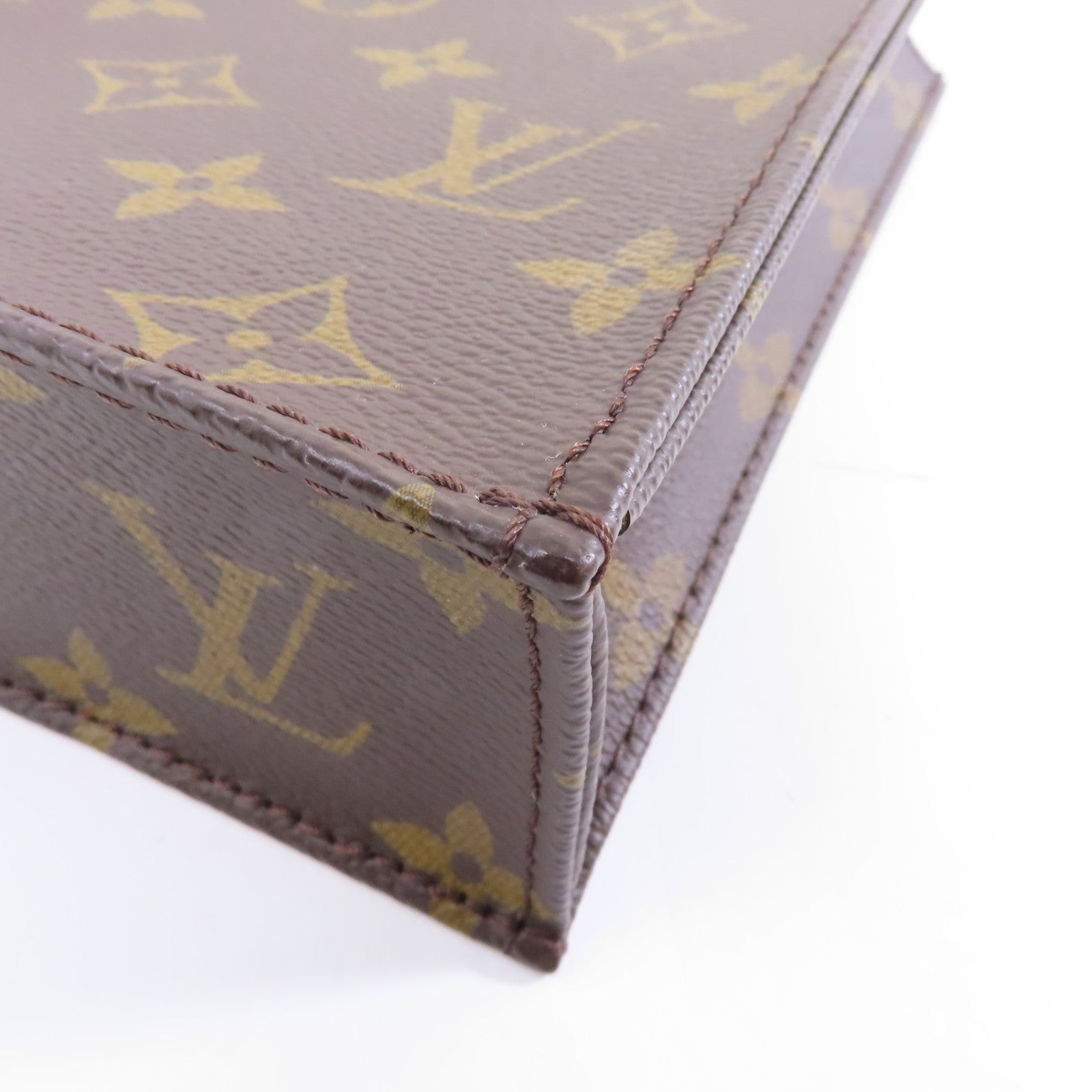 LOUIS VUITTON Monogram Petit Sac Plat金扣手挽肩背兩用袋啡色