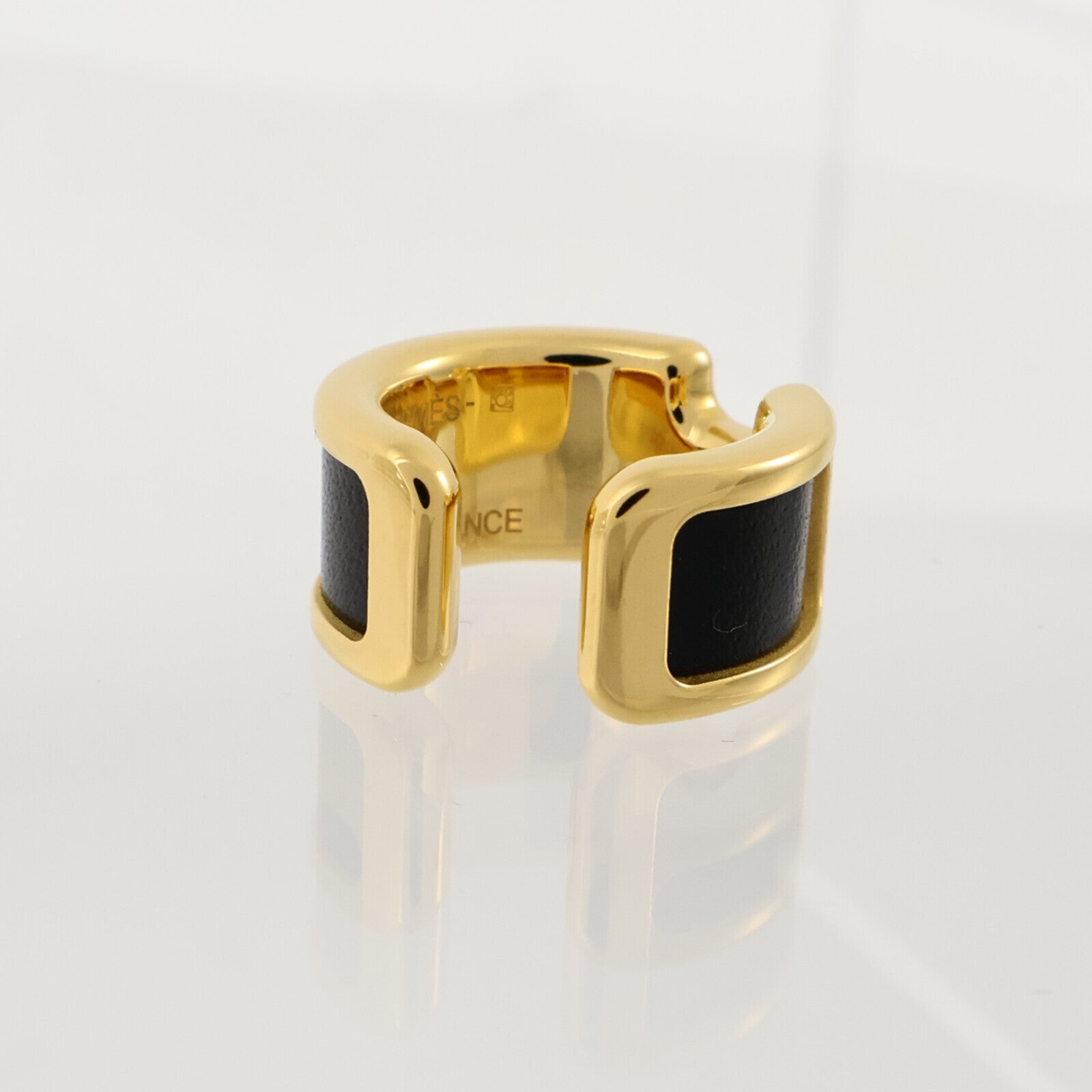 HERMES Box皮革/金屬Olympe Ear Cuff耳夾Black