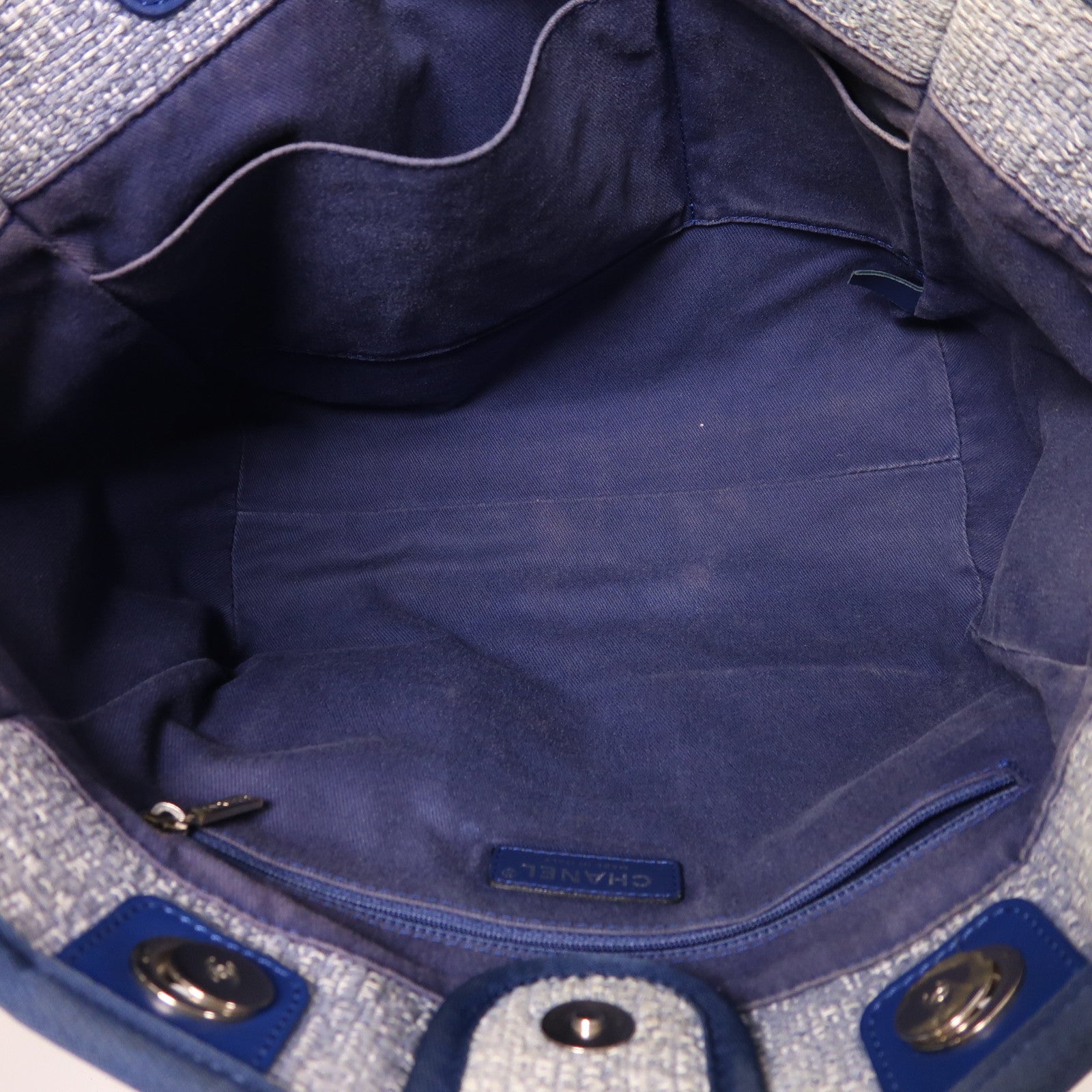 CHANEL Tweed Deauville Tote銀扣鏈帶肩背袋