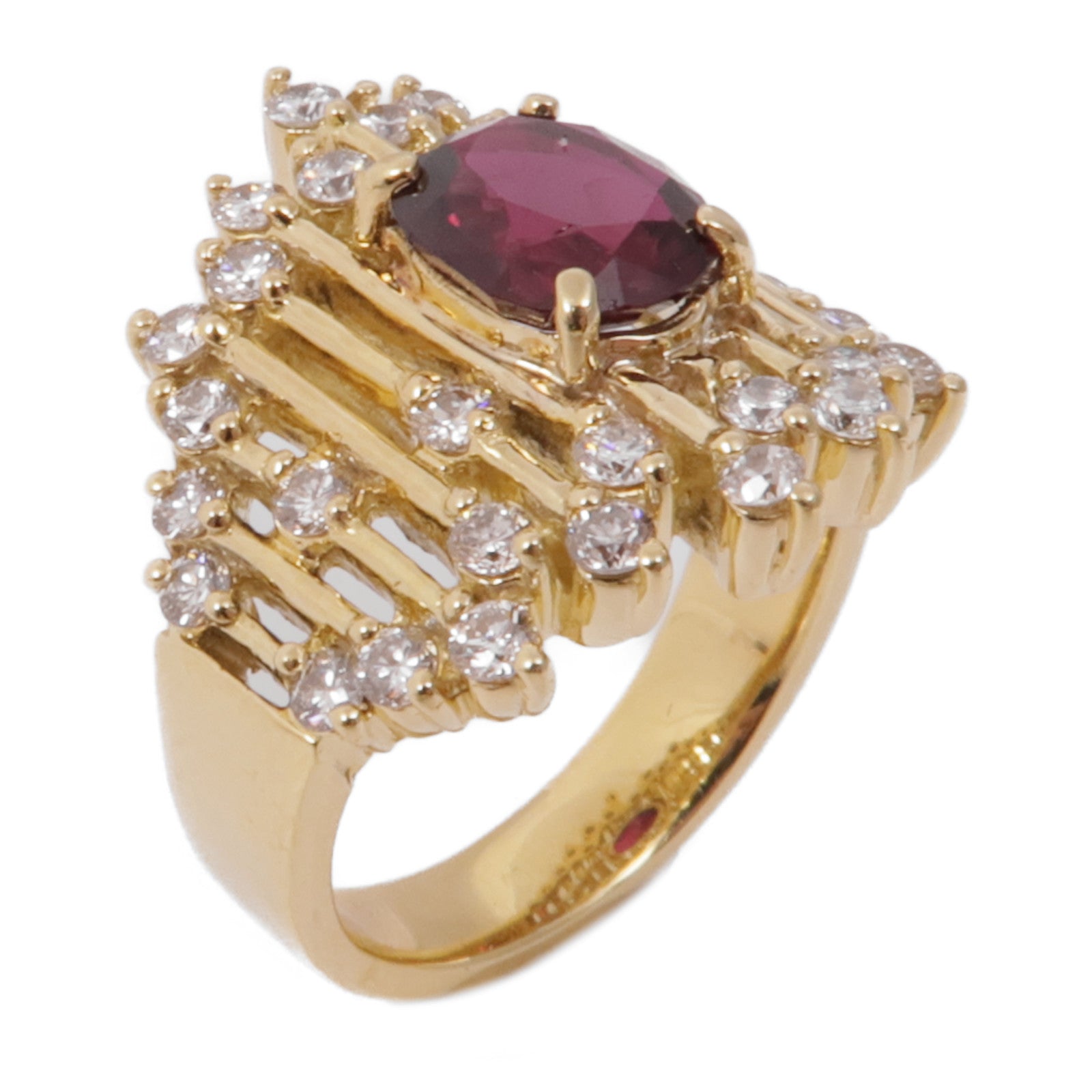 JEWELRY 【激減優惠】18K黃金Ruby Diamond Ring紅寶石/鑽石戒指US#5.5