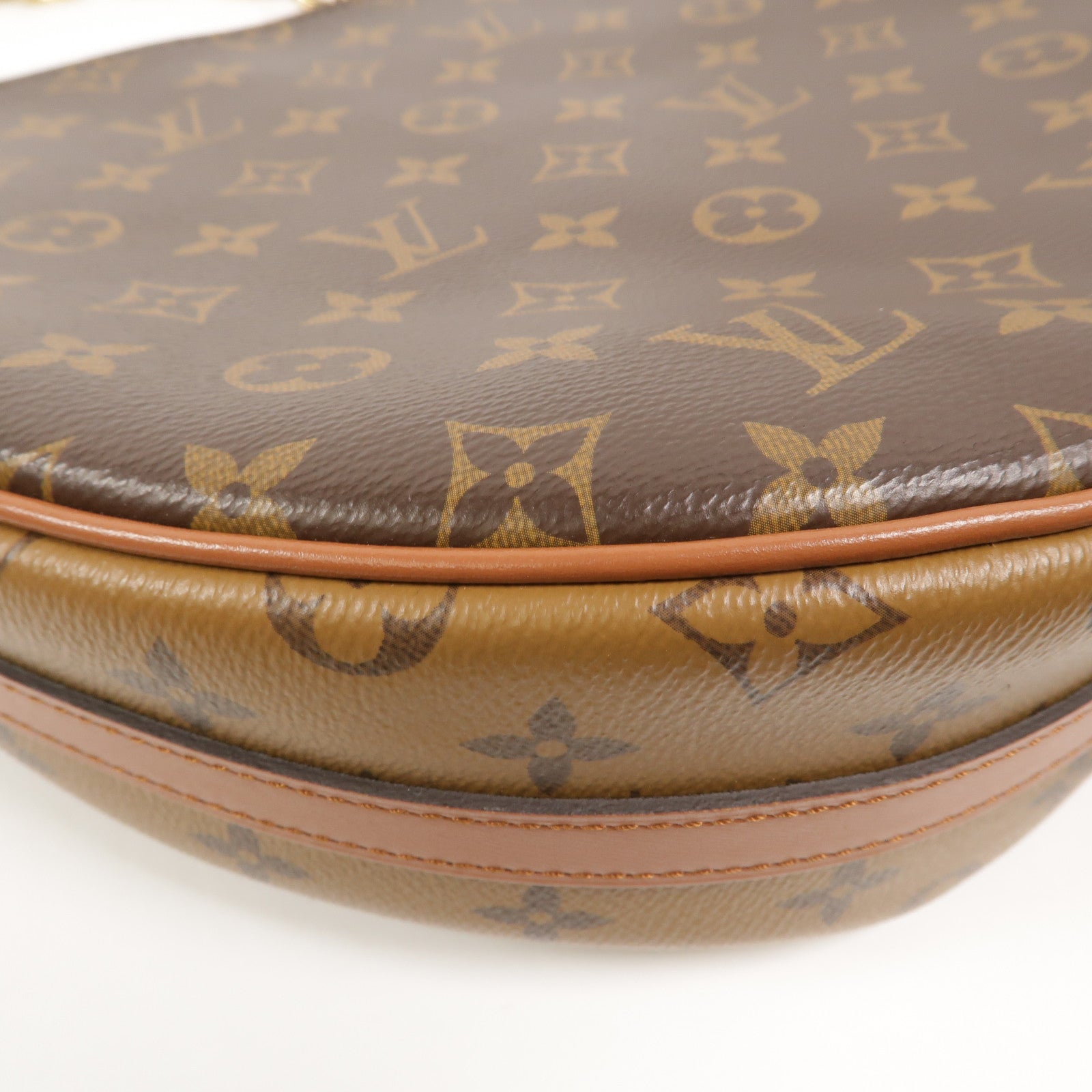 LOUIS VUITTON Monogram Reverse Loop Hobo金扣手挽肩背兩用袋棕色