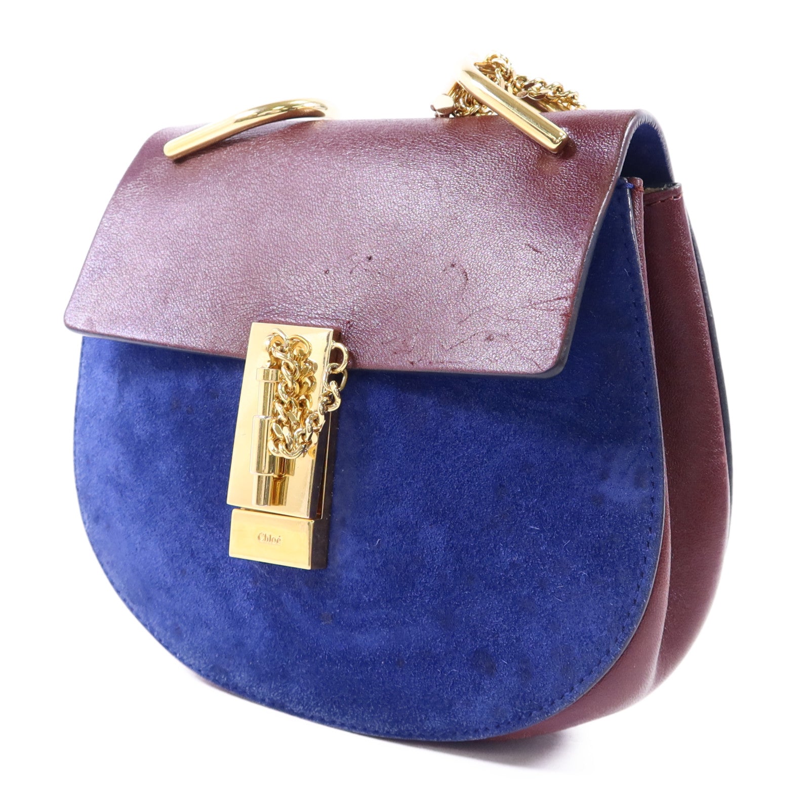 Chloe 【激減優惠】牛皮皮革/麂皮皮革Drew Shoulder Bag金扣鏈帶肩背袋