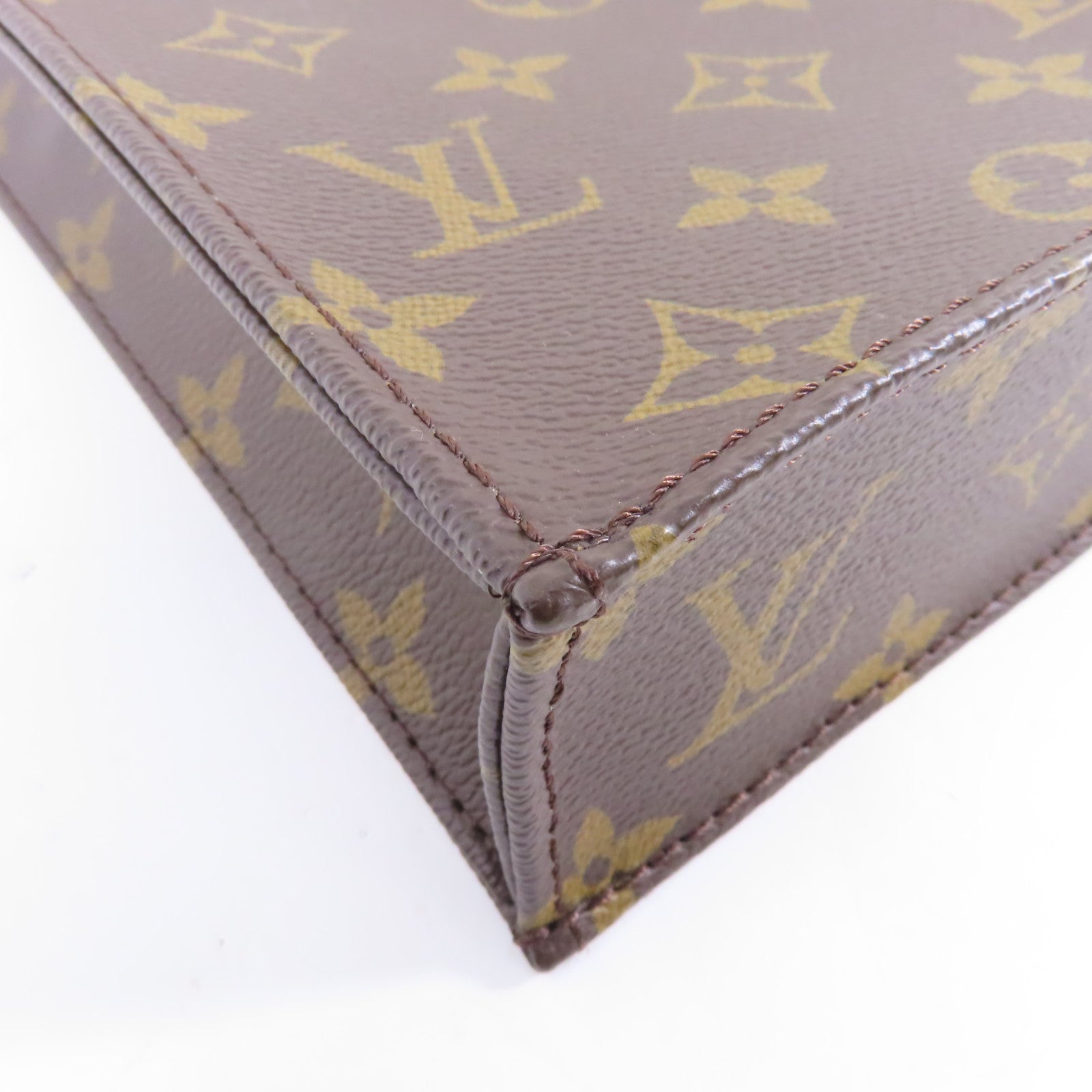 LOUIS VUITTON Monogram Petit Sac Plat金扣手挽肩背兩用袋啡色