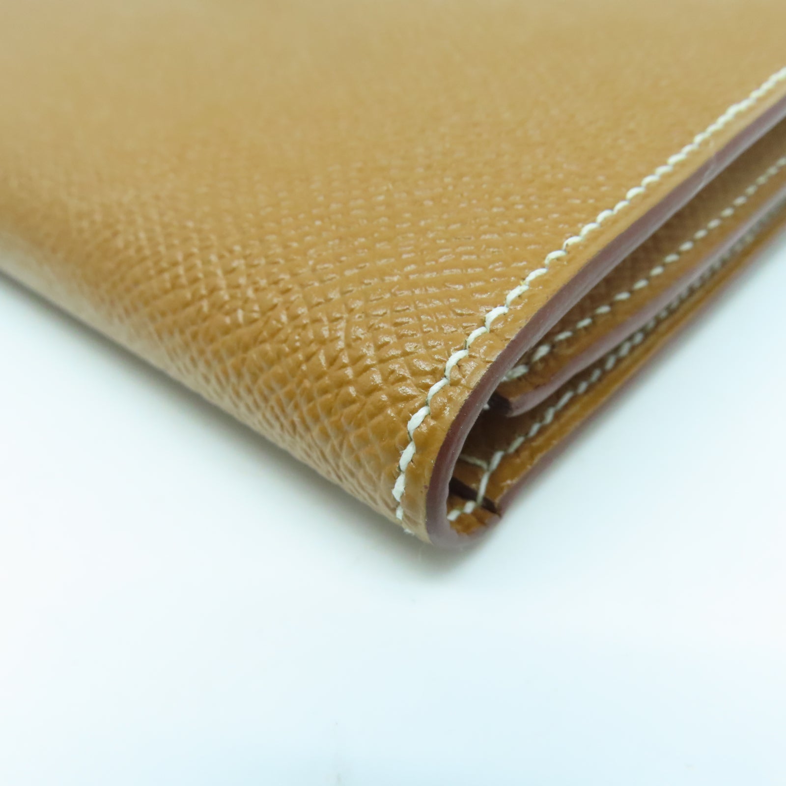 HERMES 【激減優惠】Epsom皮革Bearn Long Wallet銀扣長錢包Gold經典駝色