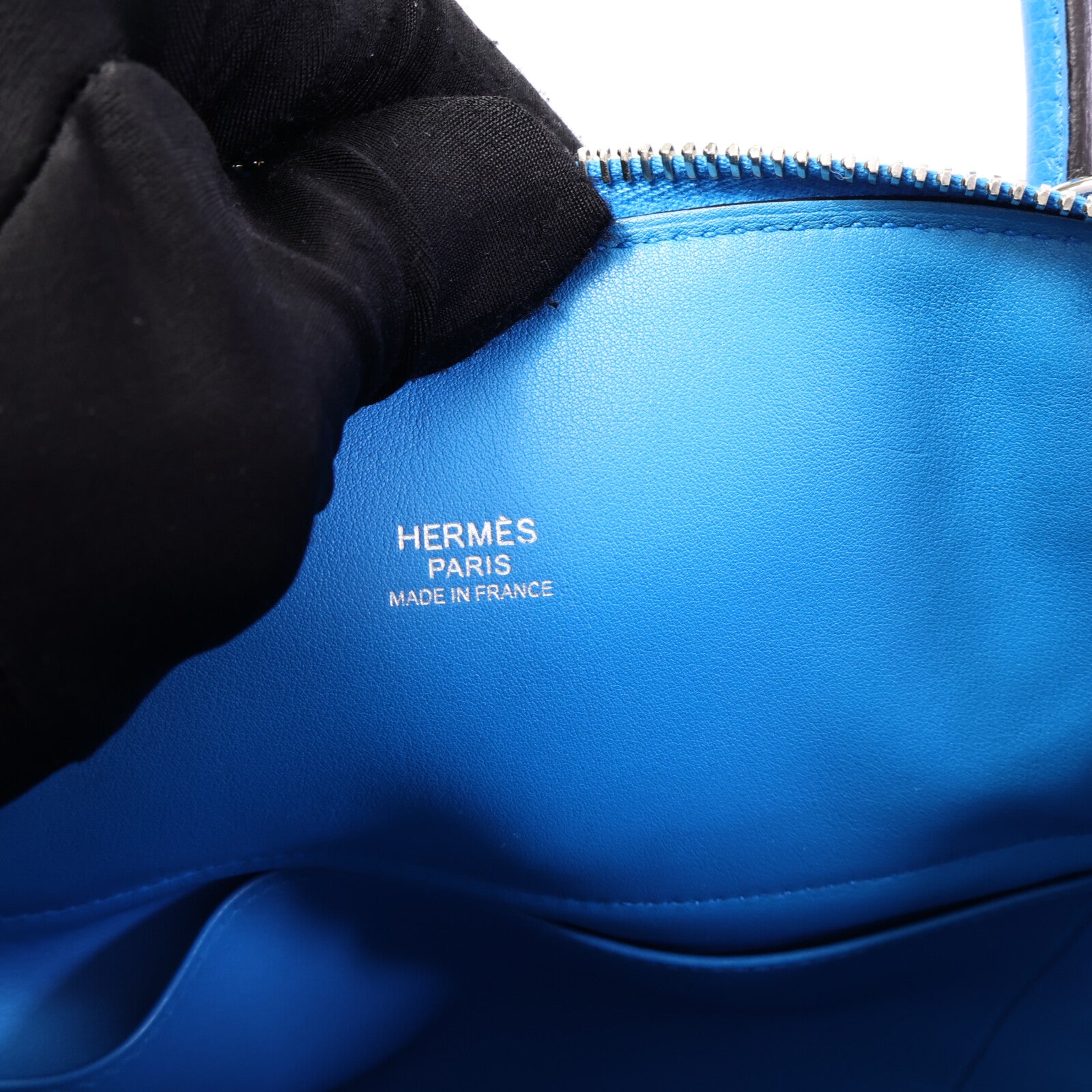HERMES Clemence皮革Bolide 31手挽袋Bleu Hydra
