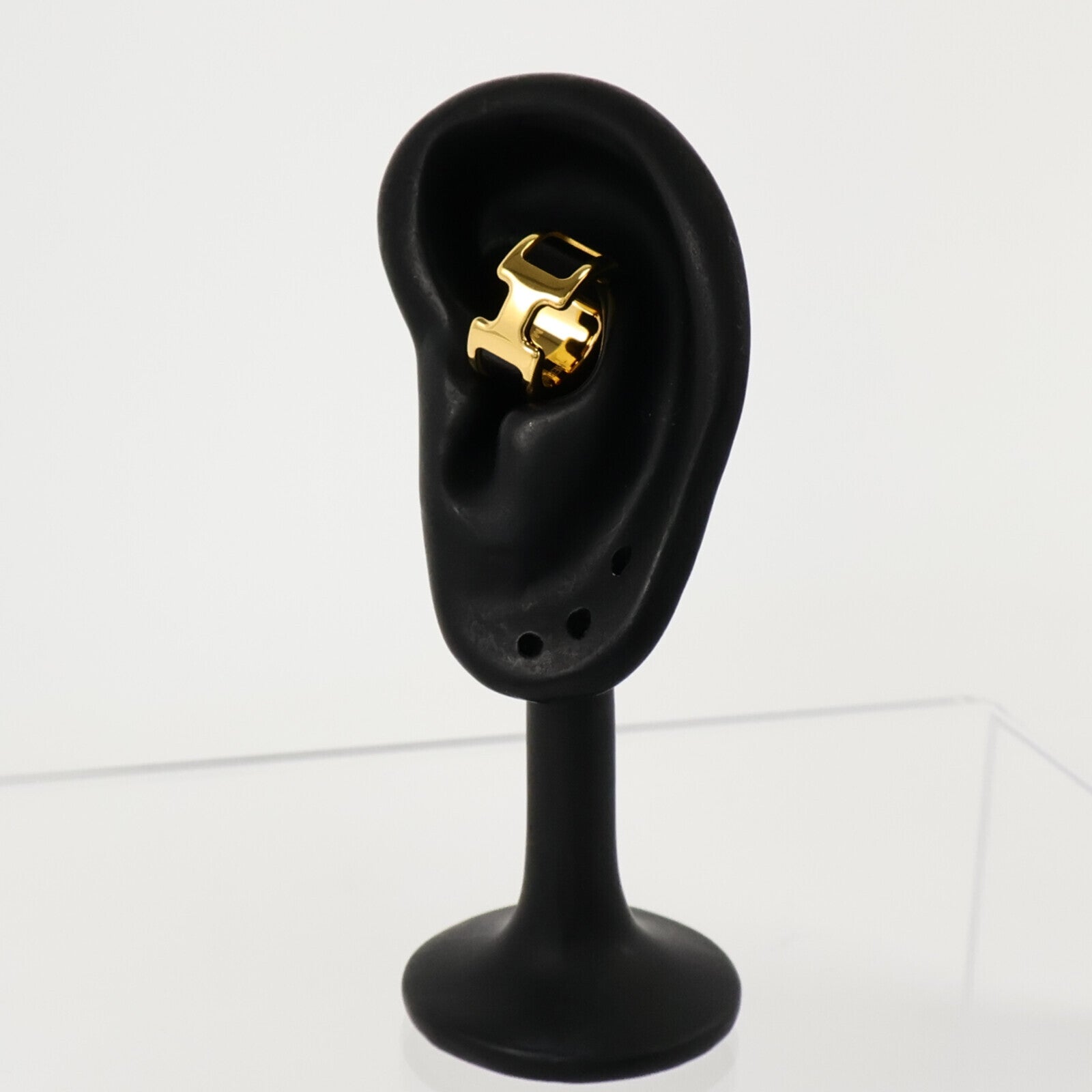 HERMES Box皮革/金屬Olympe Ear Cuff耳夾Black