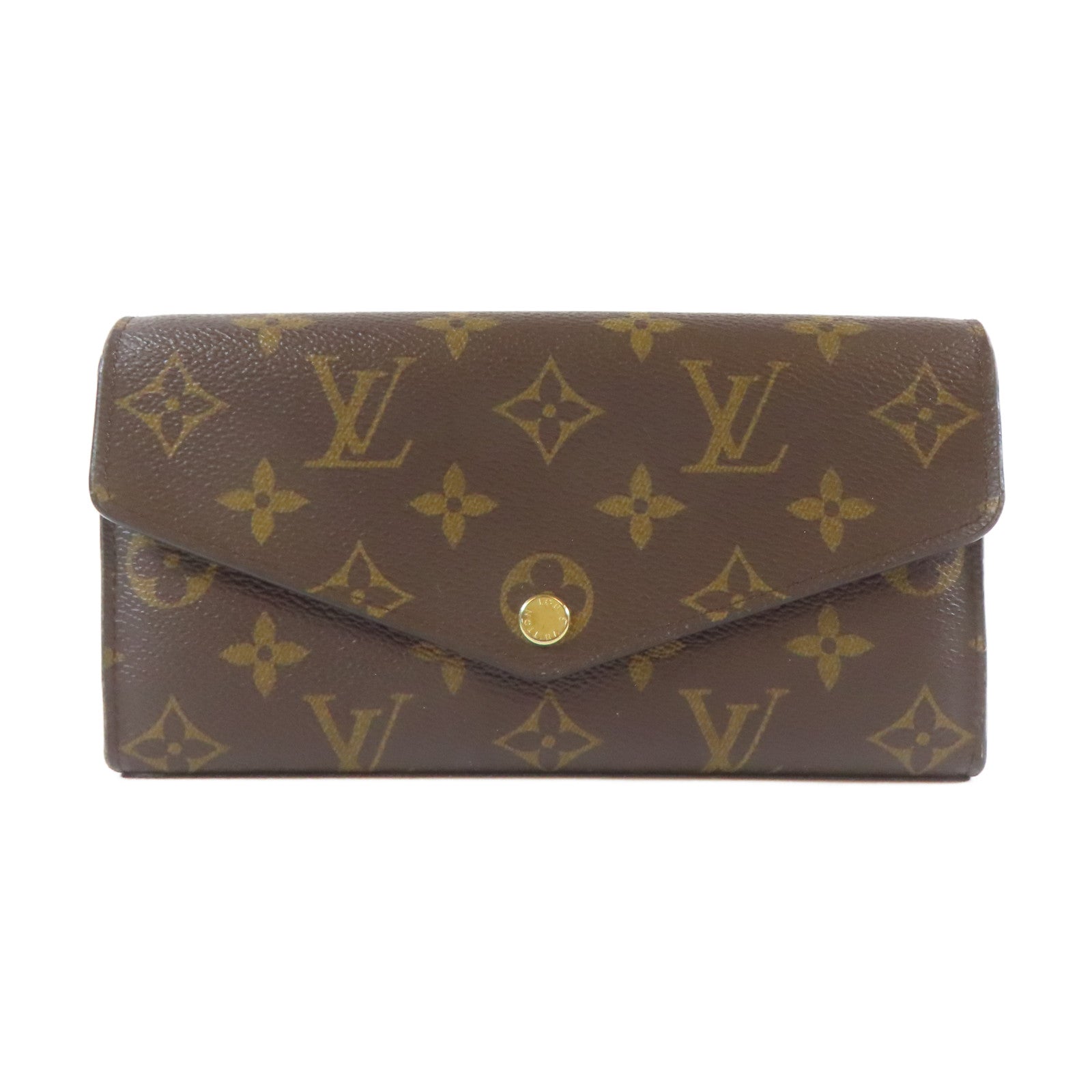LOUIS VUITTON Monogram Wallet金扣啪鈕長錢包啡色