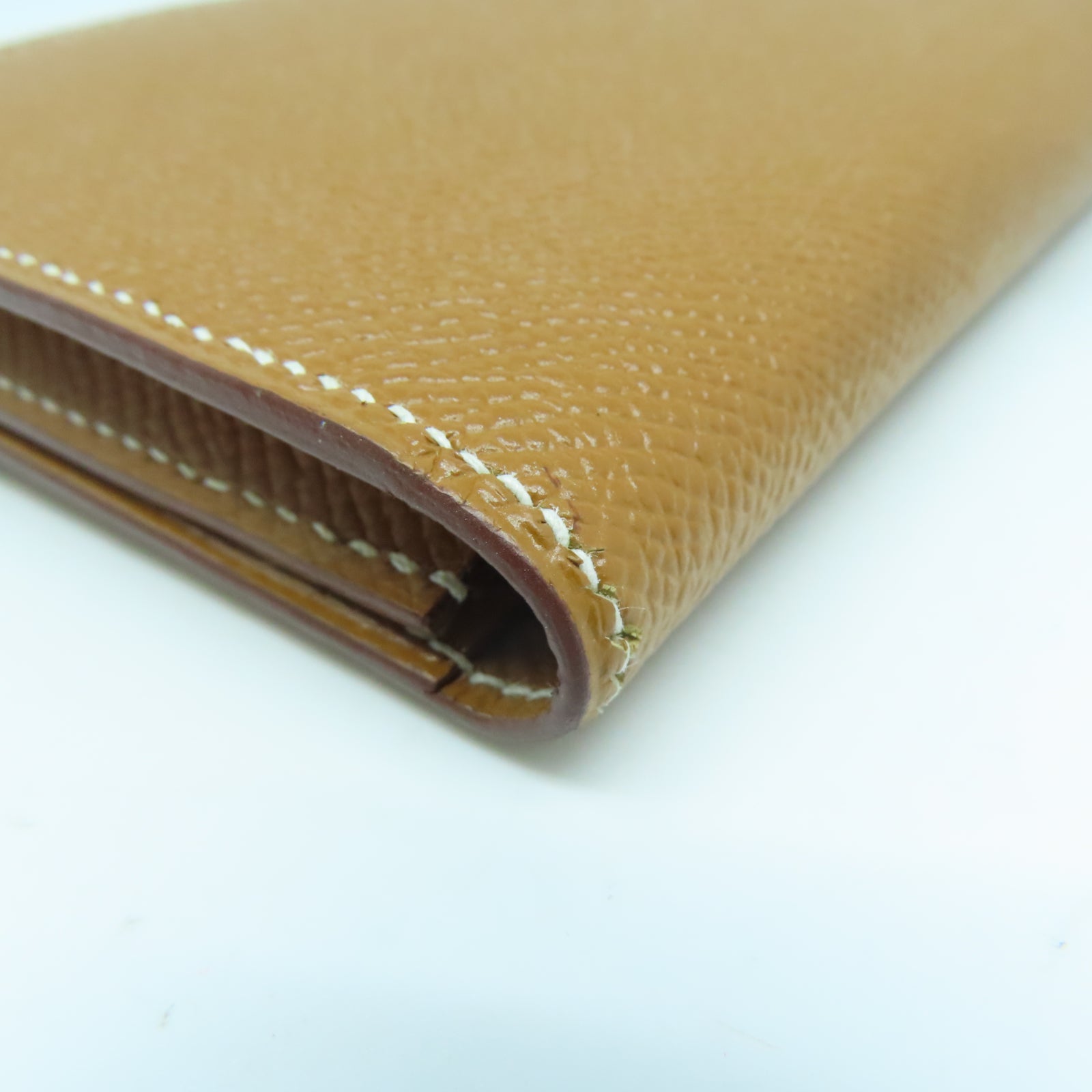 HERMES 【激減優惠】Epsom皮革Bearn Long Wallet銀扣長錢包Gold經典駝色