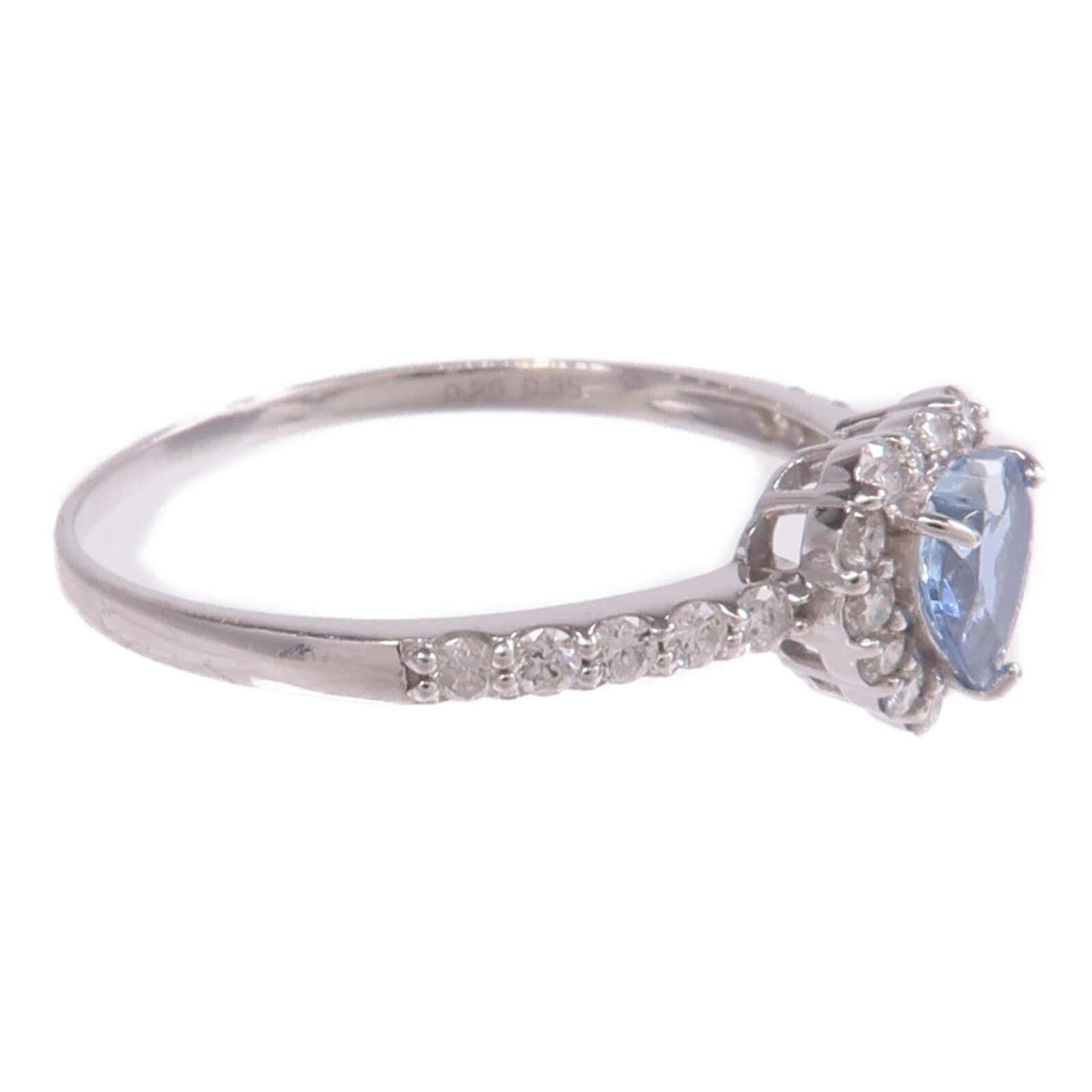 JEWELRY 18K白金Aquamarine Diamond Ring藍晶/鑽石戒指US#7