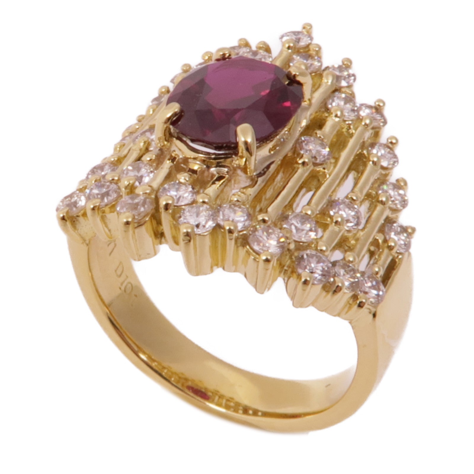 JEWELRY 【激減優惠】18K黃金Ruby Diamond Ring紅寶石/鑽石戒指US#5.5