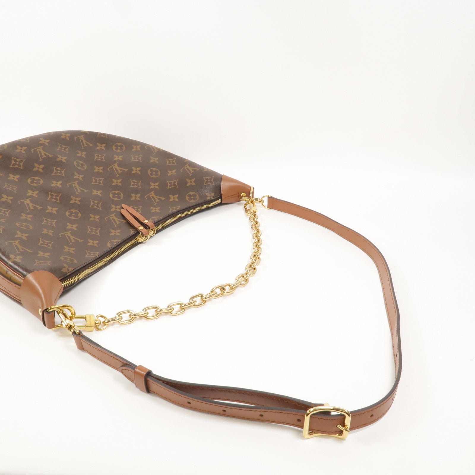 LOUIS VUITTON Monogram Reverse Loop Hobo金扣手挽肩背兩用袋棕色