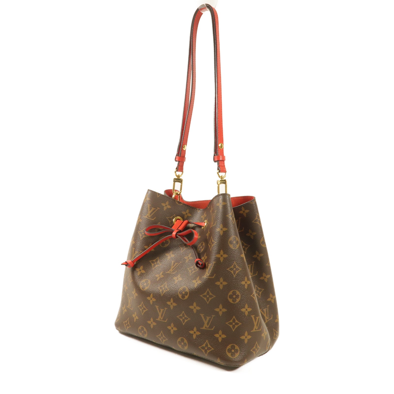 LOUIS VUITTON GHW Neo Noe Bucket Bag Shoulder Handbag M44021 Monogram Coquelicot