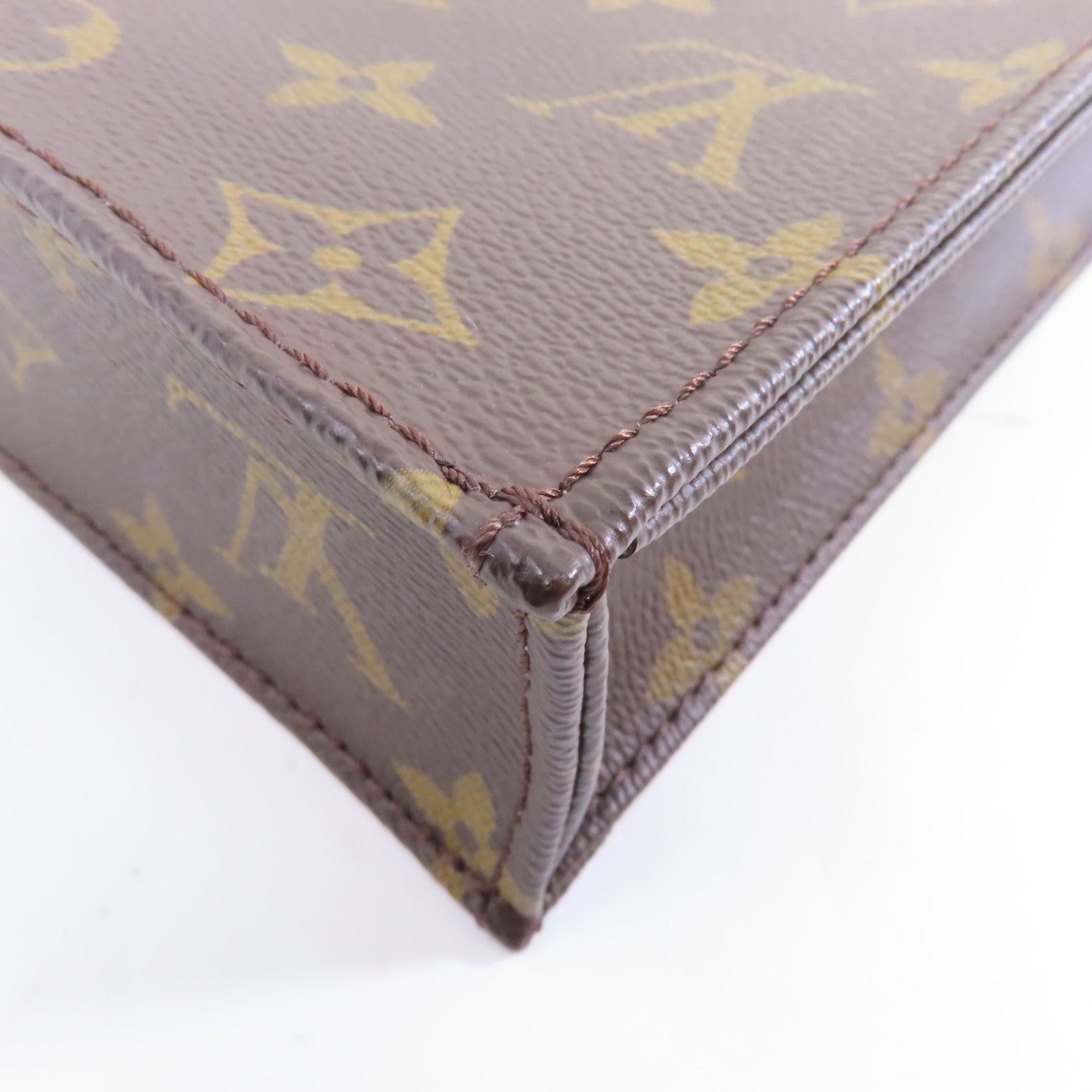 LOUIS VUITTON Monogram Petit Sac Plat金扣手挽肩背兩用袋啡色