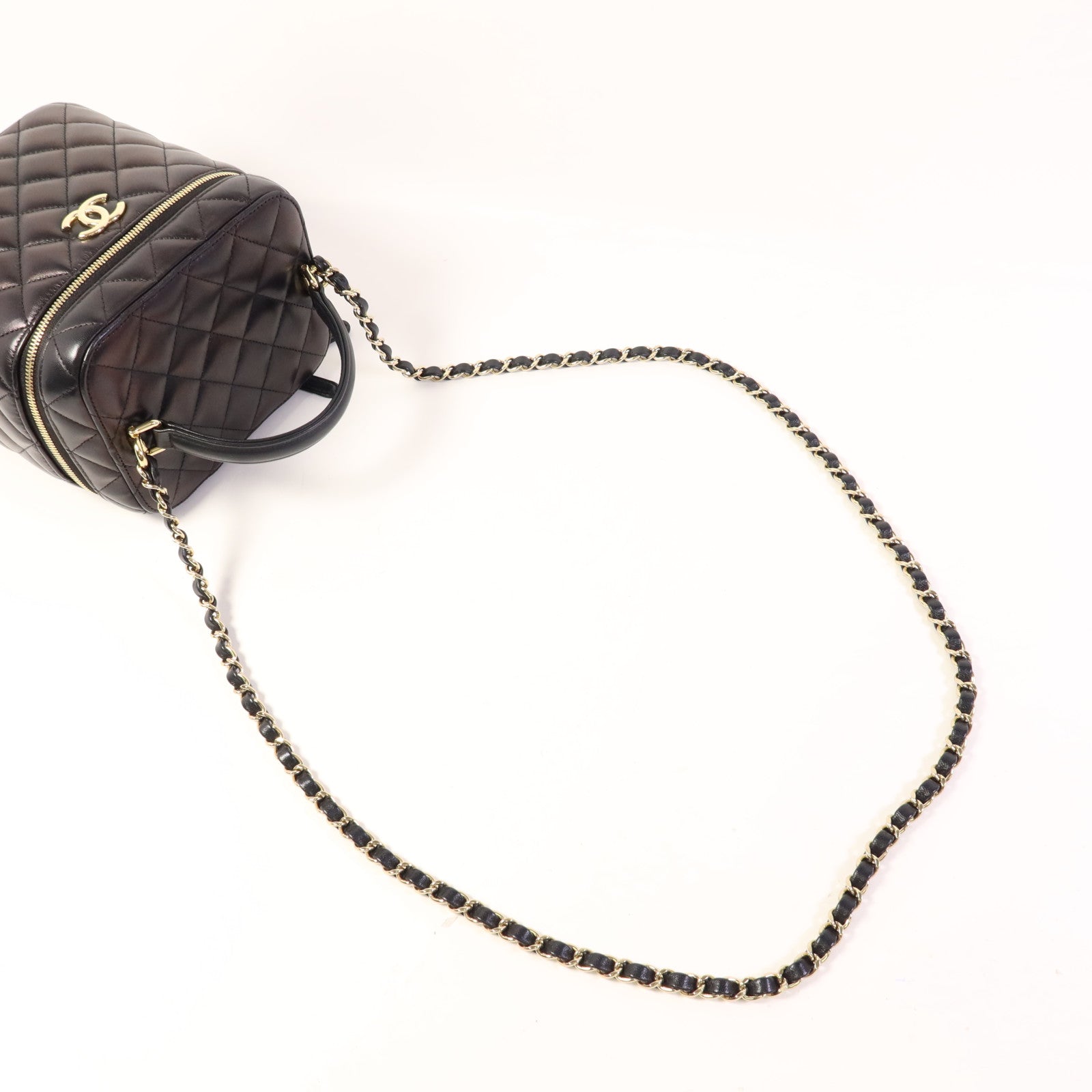 CHANEL 羊皮皮革Vanity Case金扣手挽肩背兩用袋