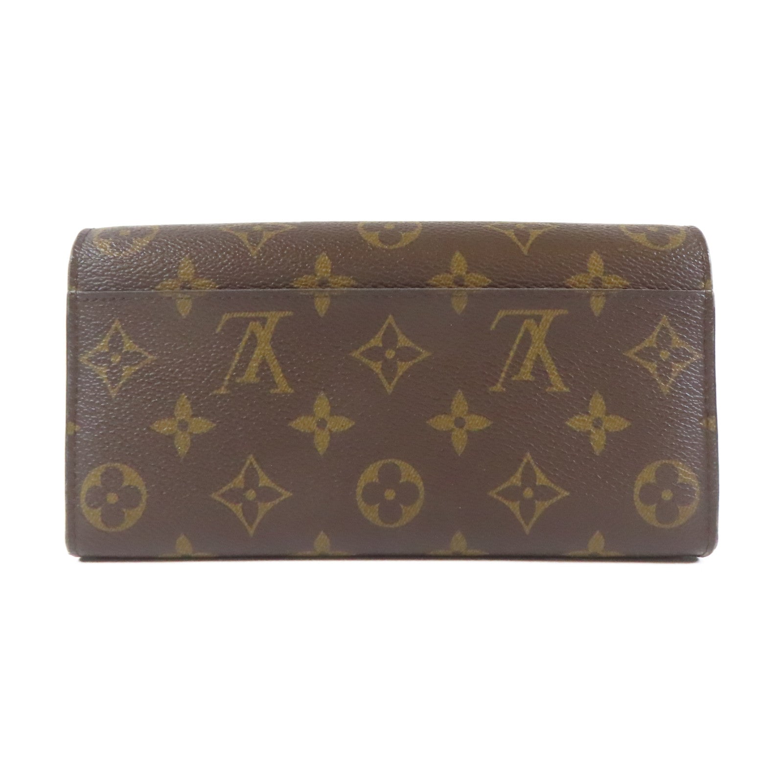 LOUIS VUITTON Monogram Wallet金扣啪鈕長錢包啡色