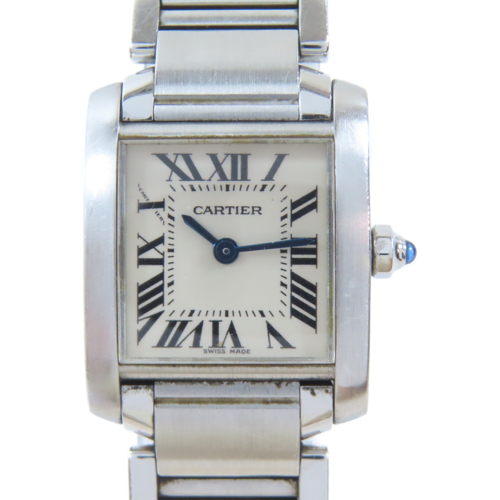 CARTIER Tank Francaise不鏽鋼手錶石英機芯白色#13.75cm