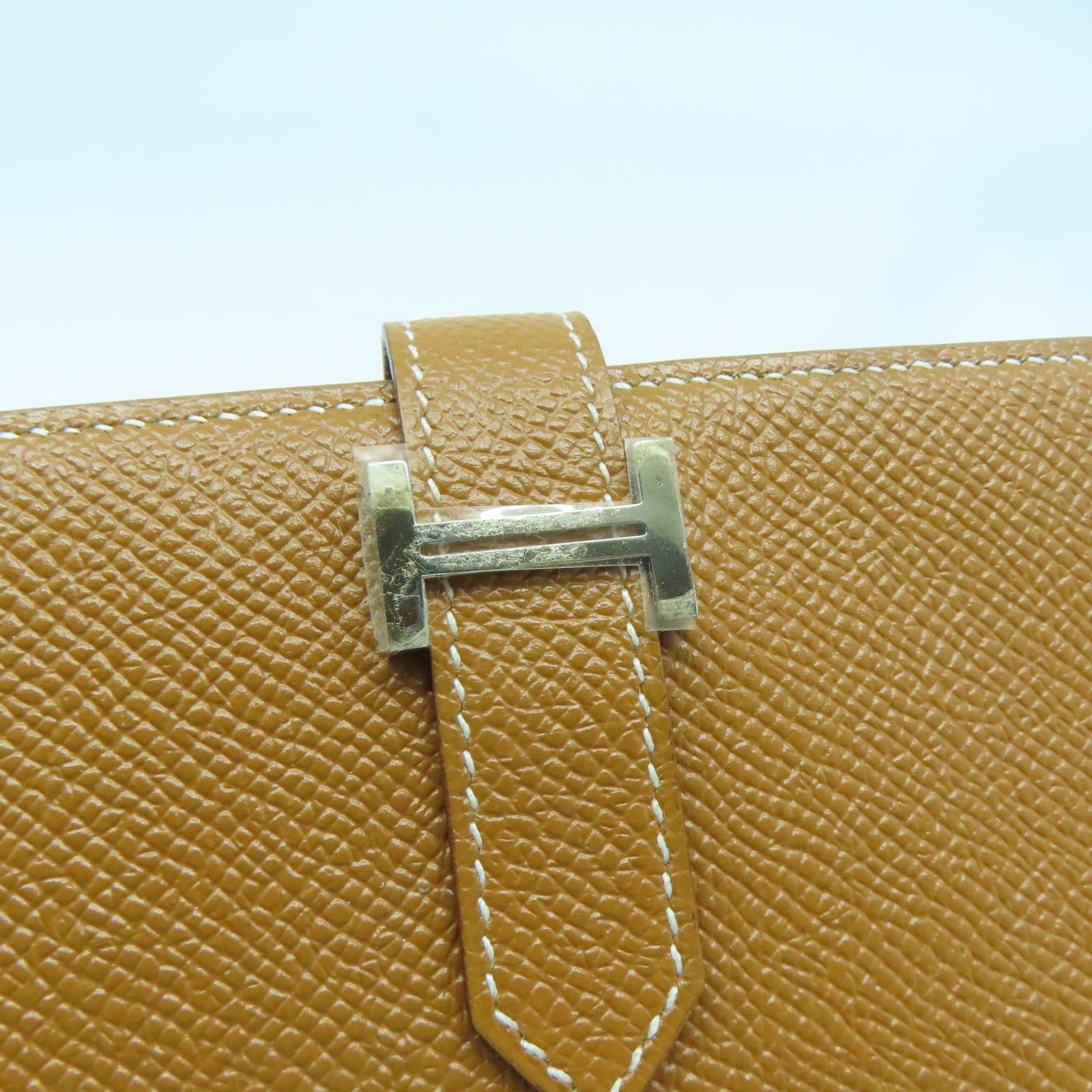 HERMES 【激減優惠】Epsom皮革Bearn Long Wallet銀扣長錢包Gold經典駝色