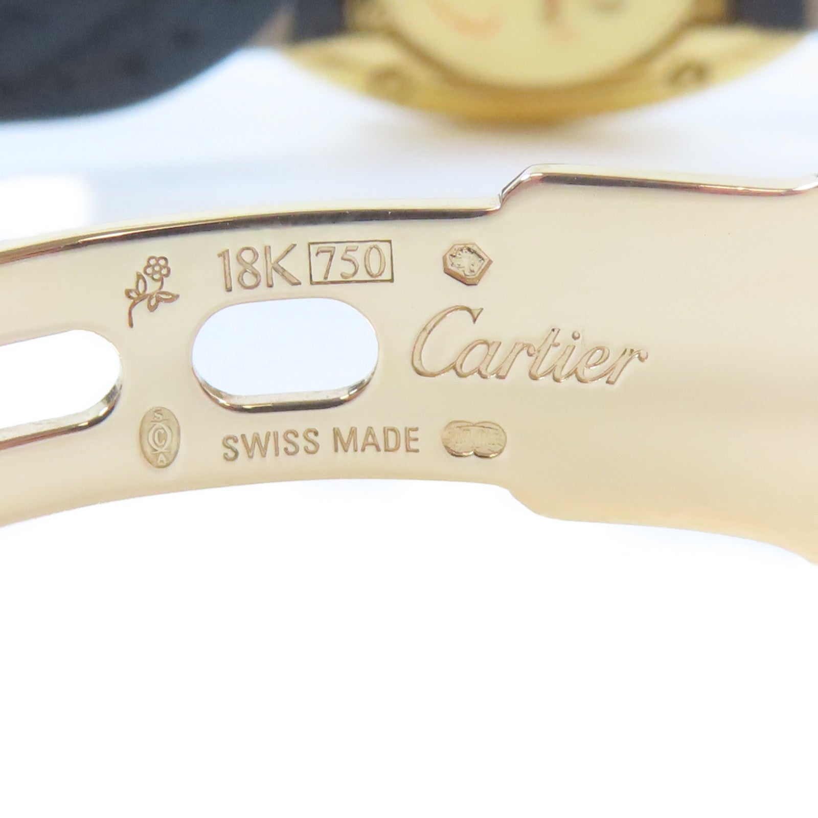 CARTIER Baignoire 18K黃金石英機芯手錶白色