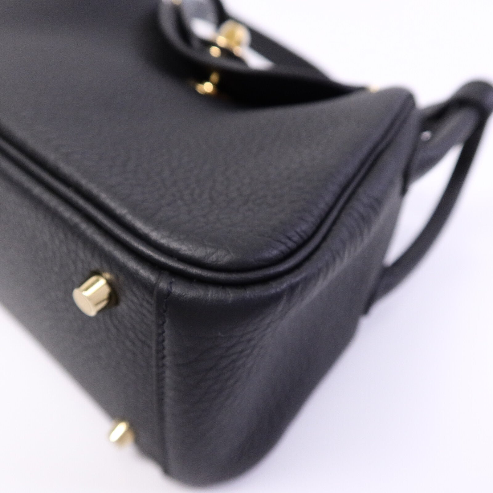 HERMES Clemence皮革Mini Lindy手挽肩背兩用袋Noir