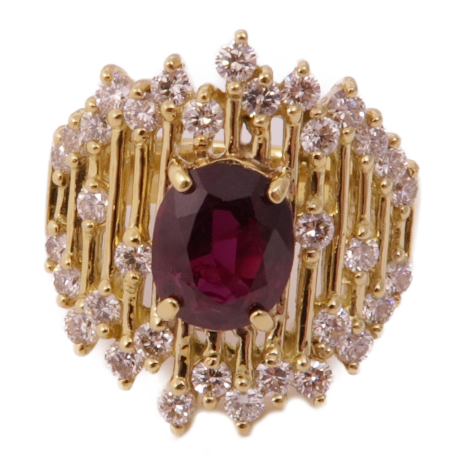 JEWELRY 【激減優惠】18K黃金Ruby Diamond Ring紅寶石/鑽石戒指US#5.5