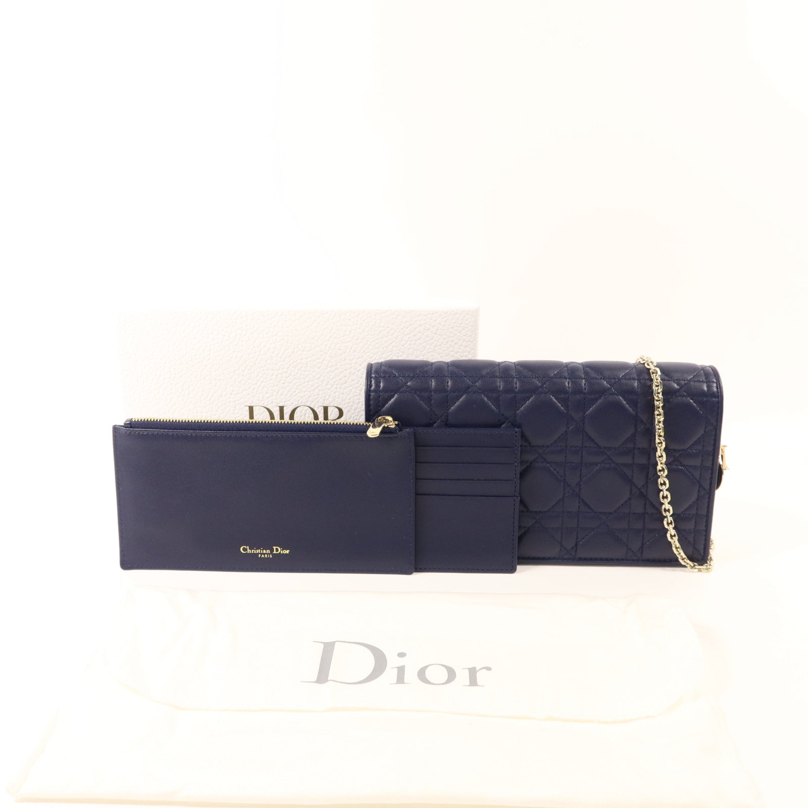 Dior 羊皮皮革Lady Dior Pouch金扣鏈帶肩背袋