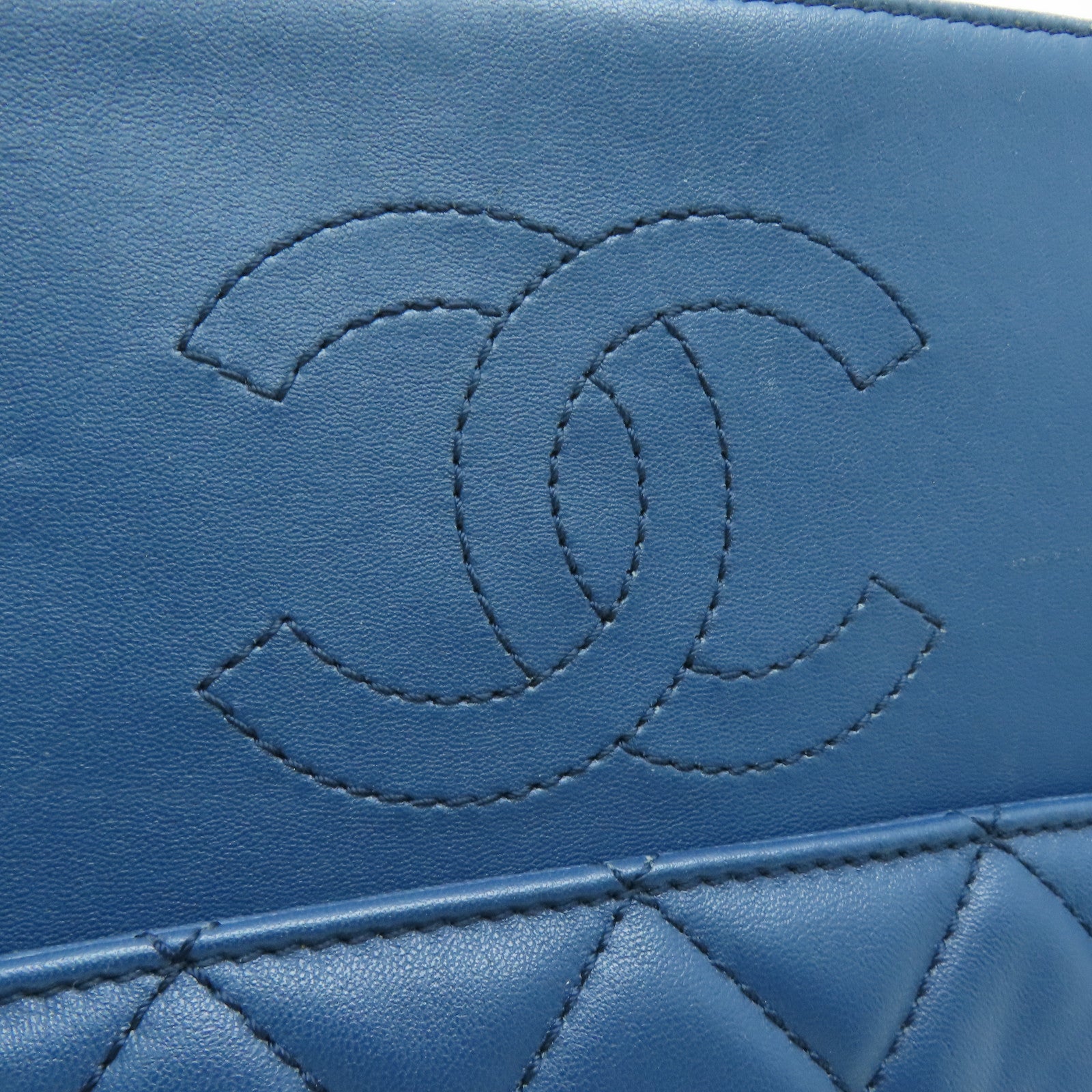 CHANEL 【激减优惠】菱格牛皮皮革Shoulder Bag银扣手挽袋蓝色
