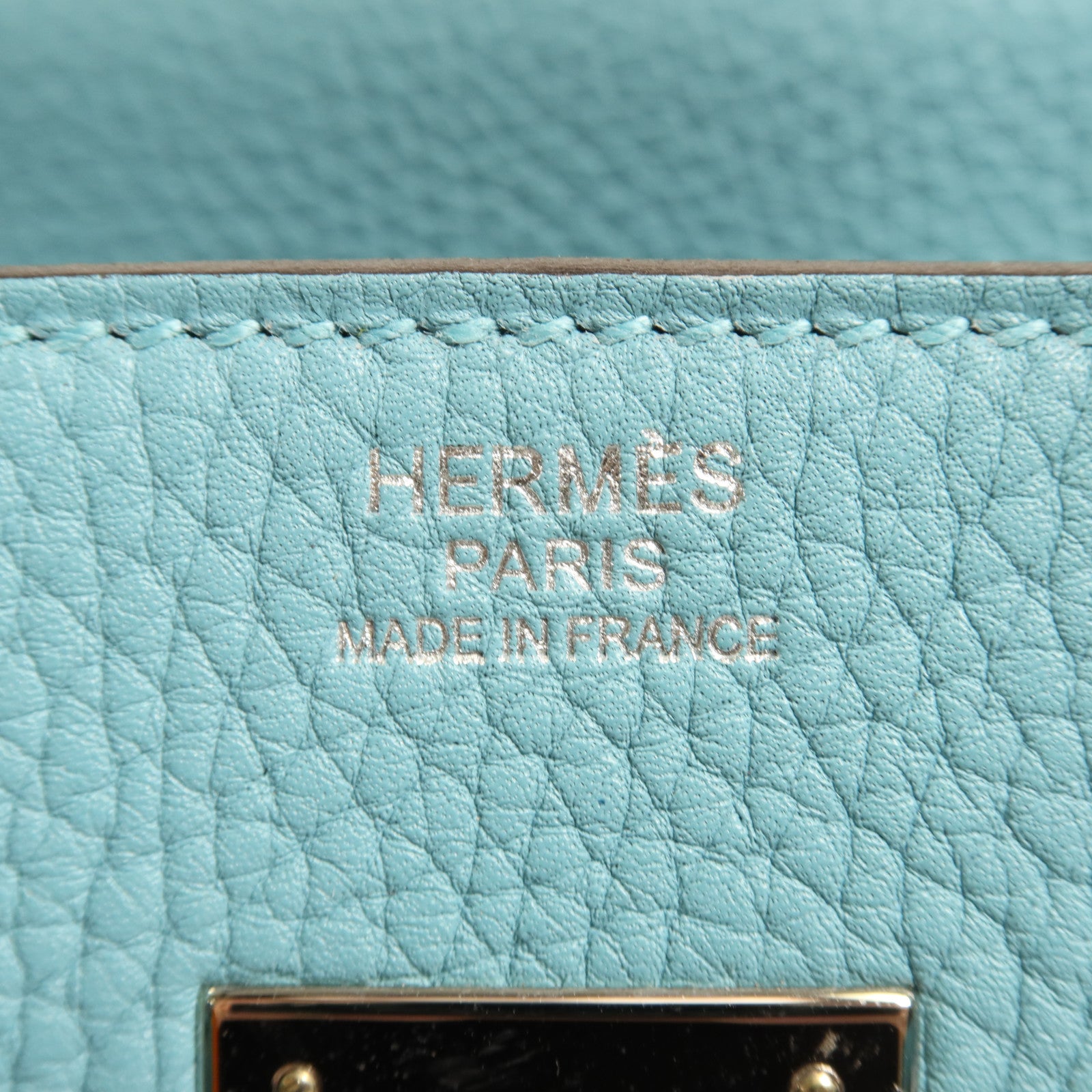 HERMES Clemence皮革Birkin 30銀扣手挽袋Bleu Saint Cyr
