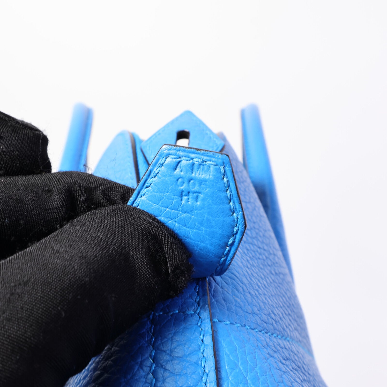 HERMES Clemence皮革Bolide 31手挽袋Bleu Hydra